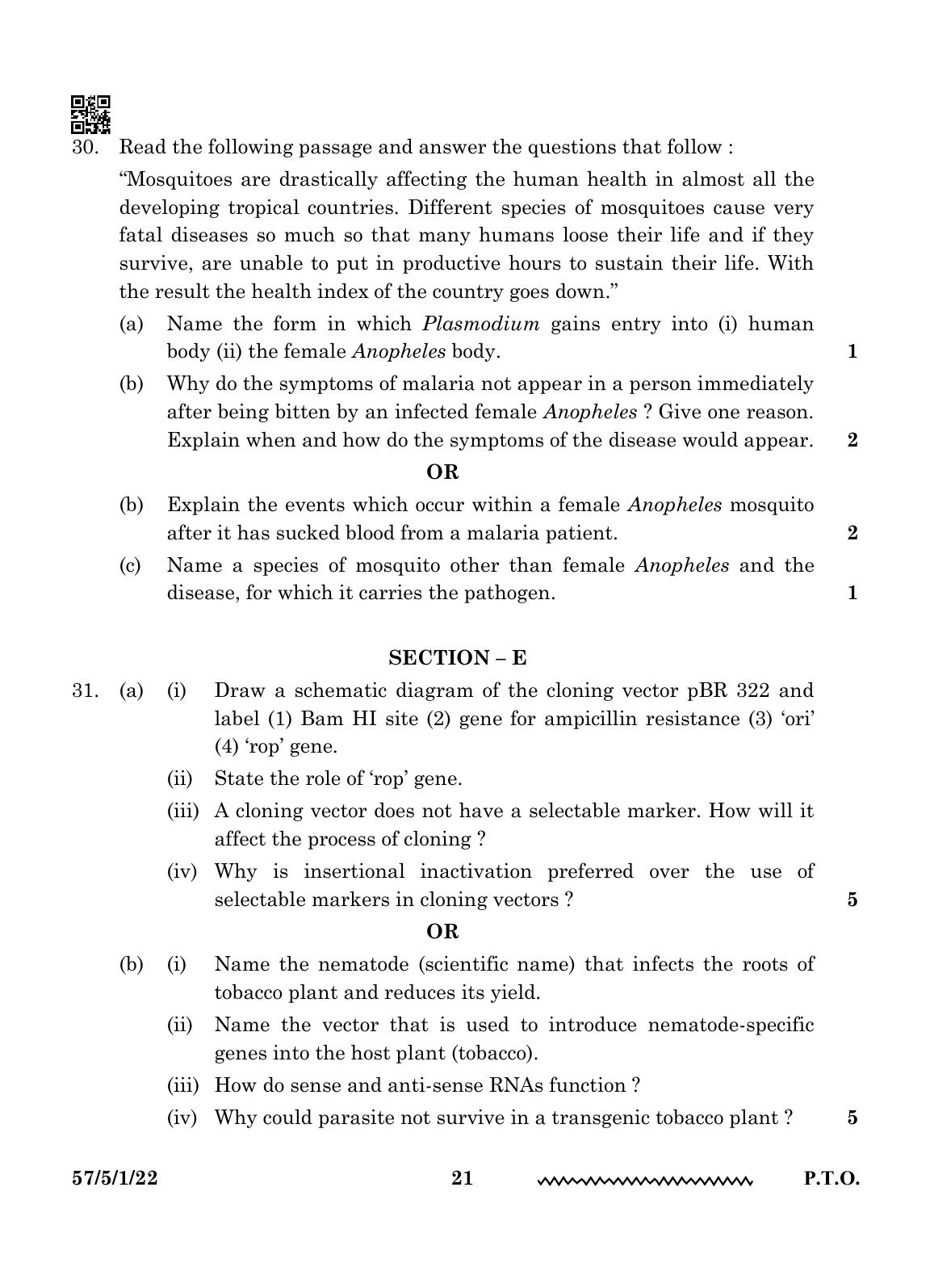 CBSE Class 12 57-5-1 Biology 2024 Question Paper - Page 21