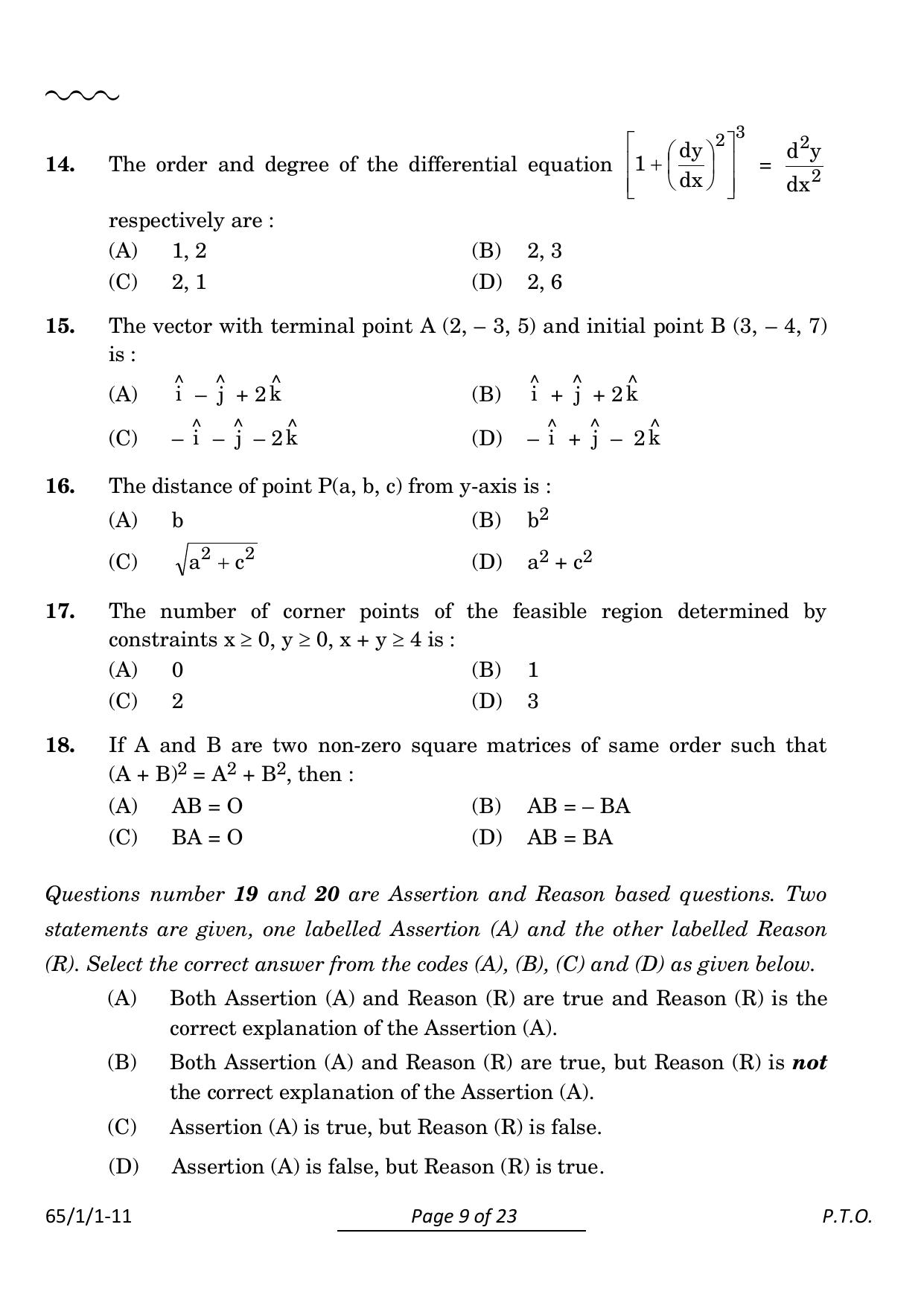 CBSE Class 12 65-1-1 Mathematics 2024 Question Paper - Page 9