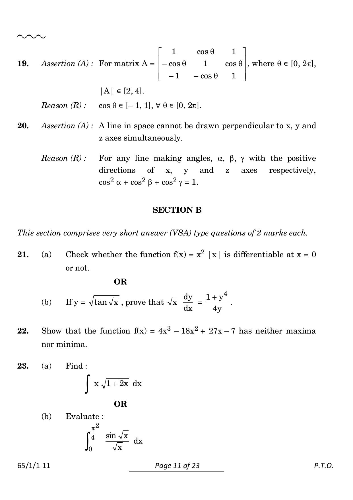 CBSE Class 12 65-1-1 Mathematics 2024 Question Paper - Page 11