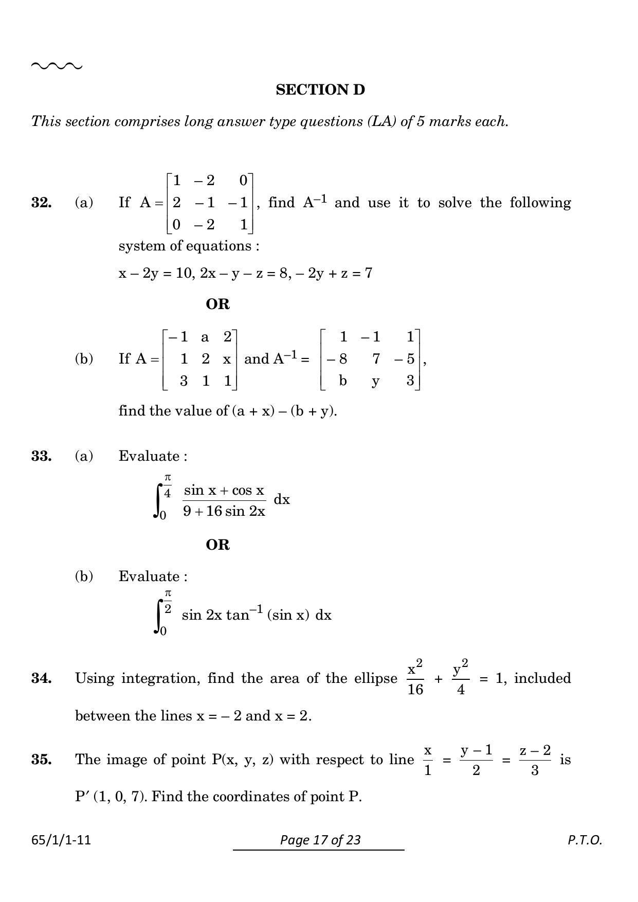 CBSE Class 12 65-1-1 Mathematics 2024 Question Paper - Page 17