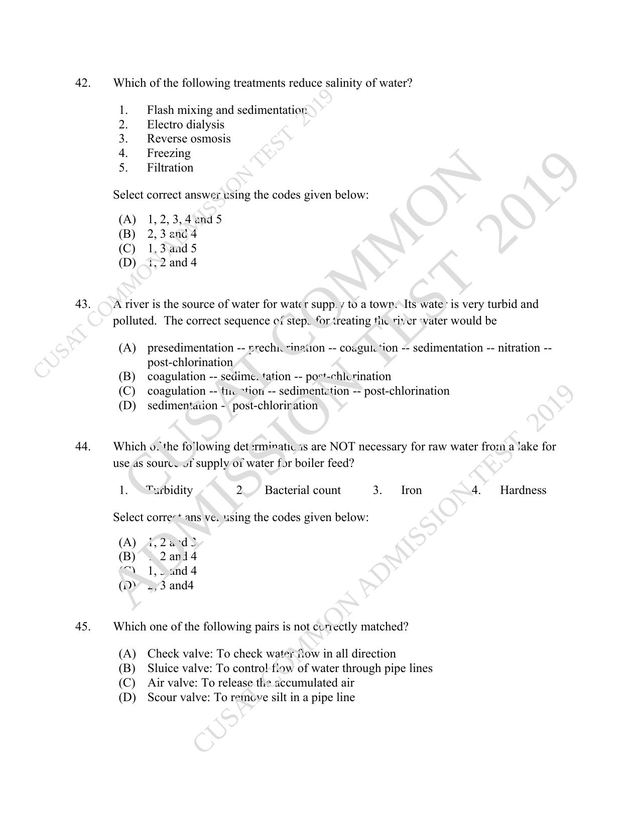 CUSAT CAT 2019 Engscince Question Paper With Answer Key - Page 13