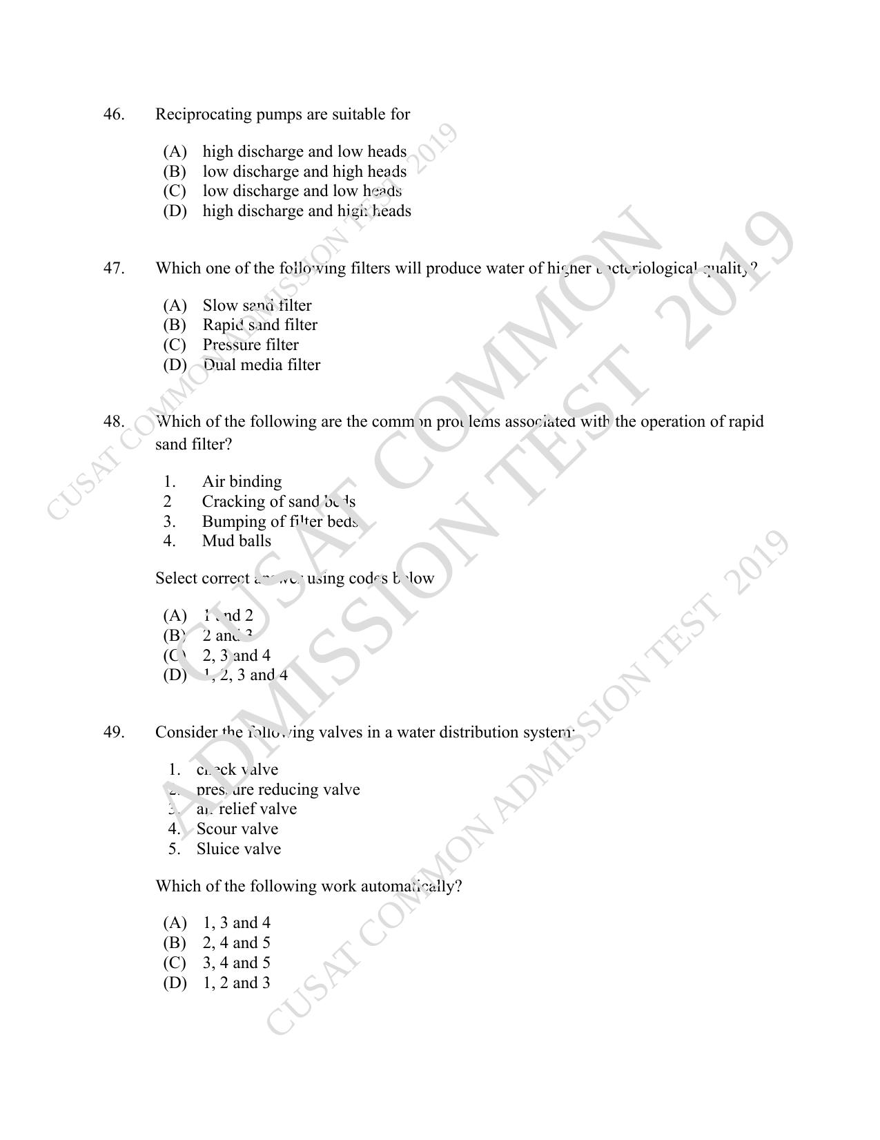 CUSAT CAT 2019 Engscince Question Paper With Answer Key - Page 14