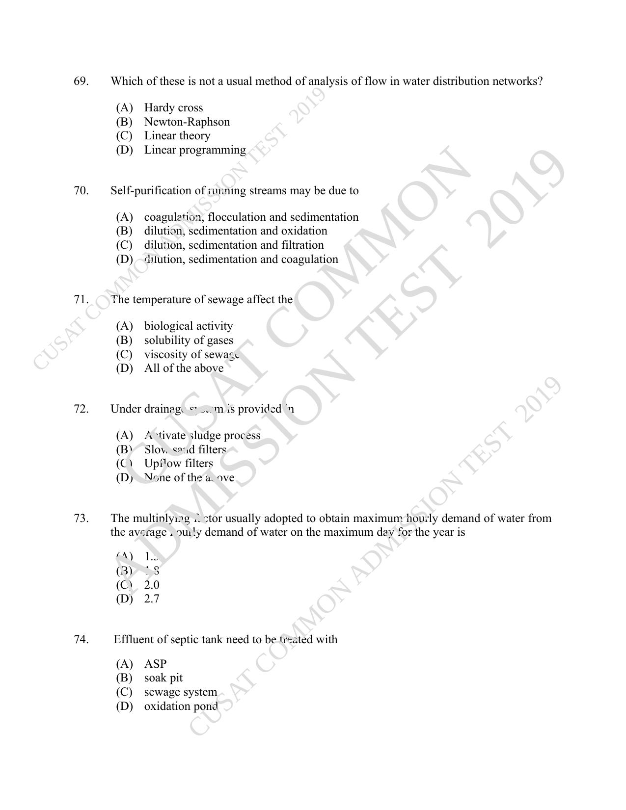 CUSAT CAT 2019 Engscince Question Paper With Answer Key - Page 19