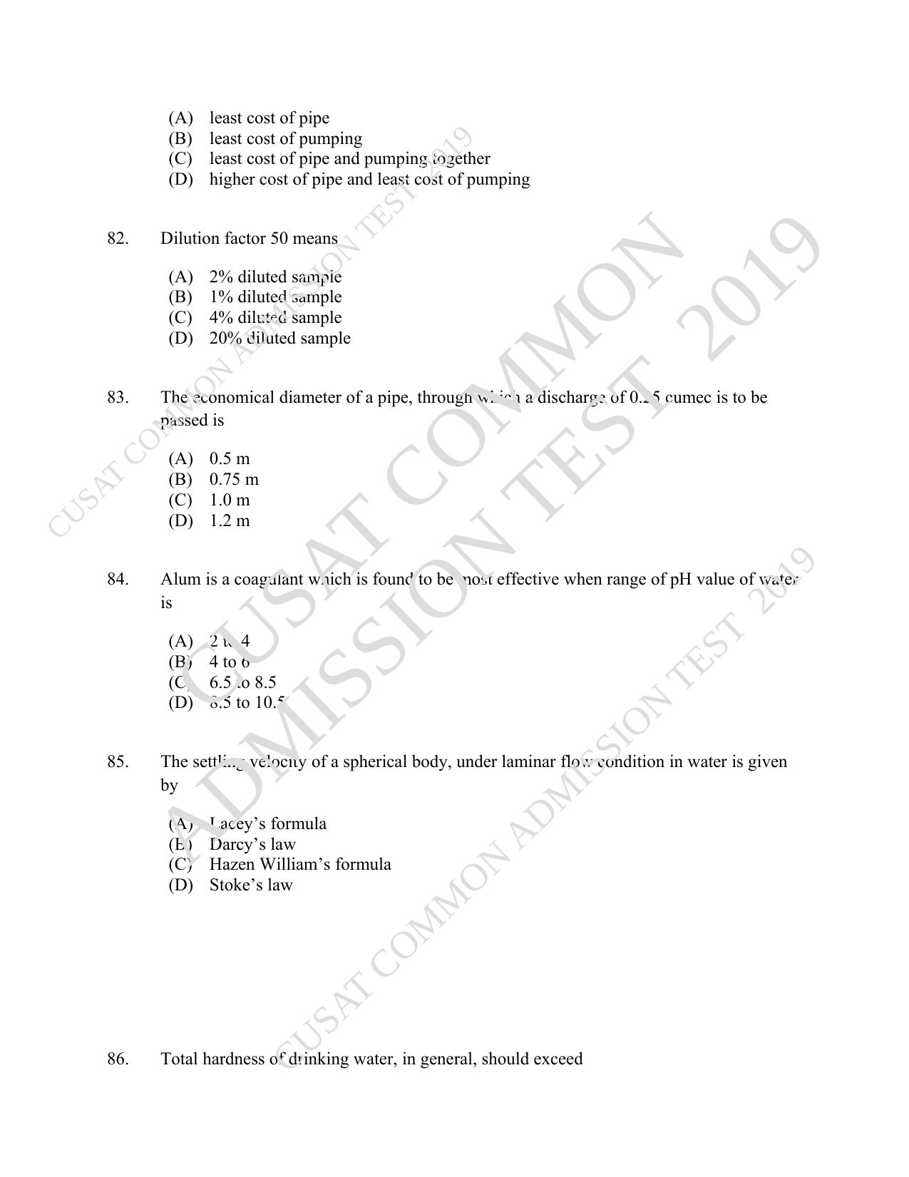 CUSAT CAT 2019 Engscince Question Paper With Answer Key - Page 21