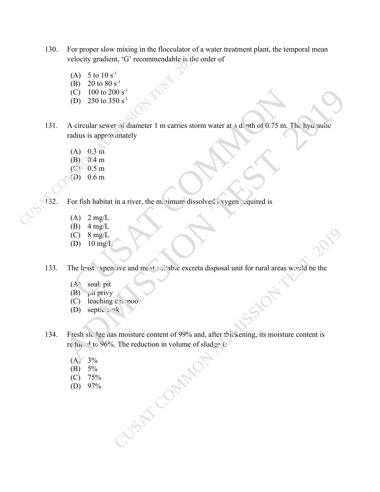 CUSAT CAT 2019 Engscince Question Paper With Answer Key - Page 31