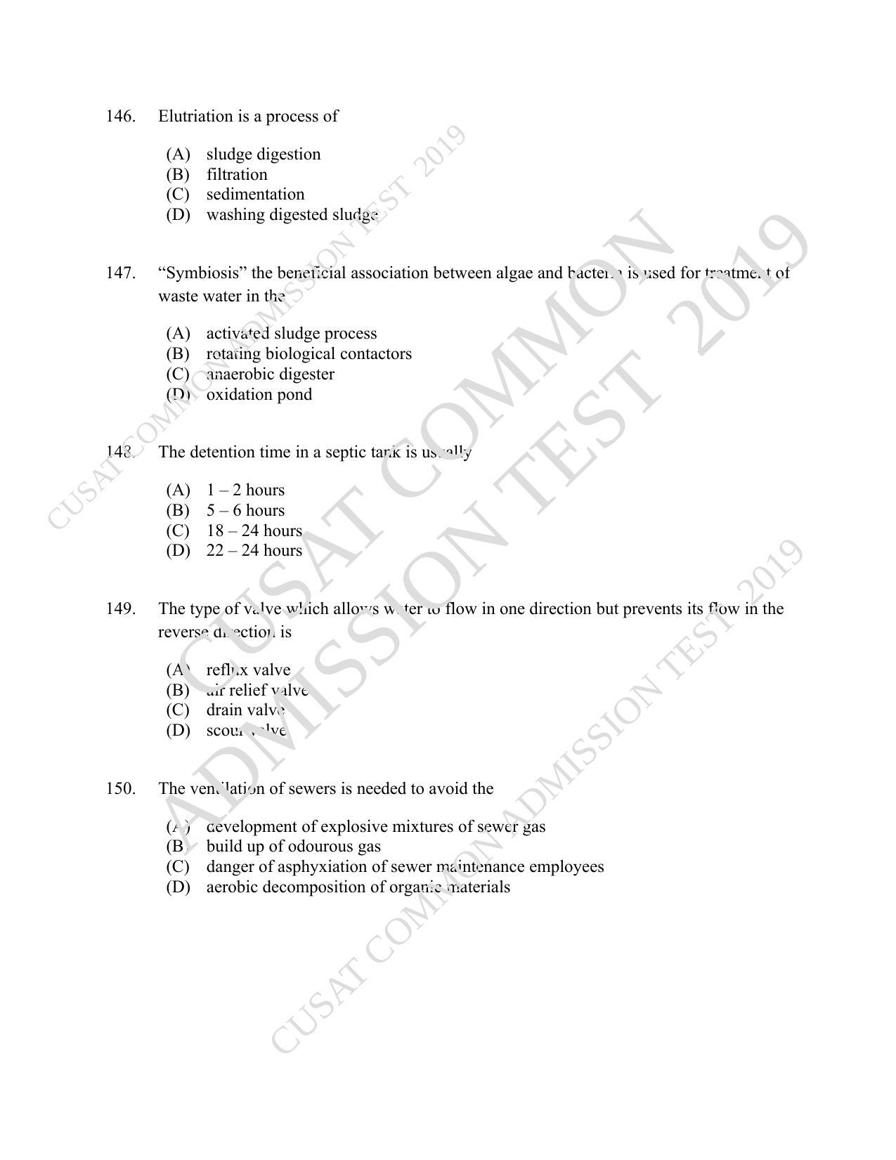 CUSAT CAT 2019 Engscince Question Paper With Answer Key - Page 34