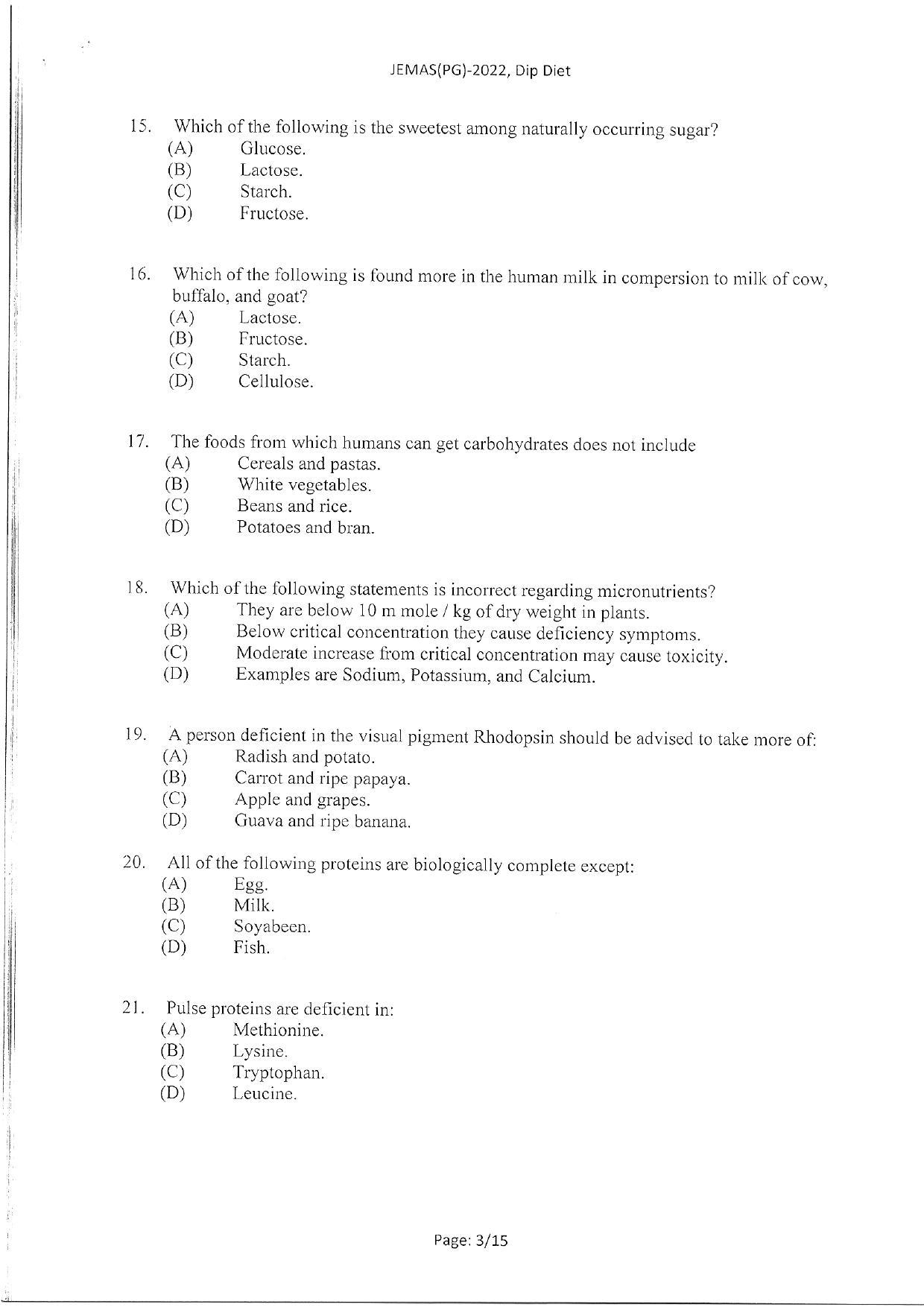WBJEEB JEMAS (PG) 2022 Dip Diet Question Paper - Page 5