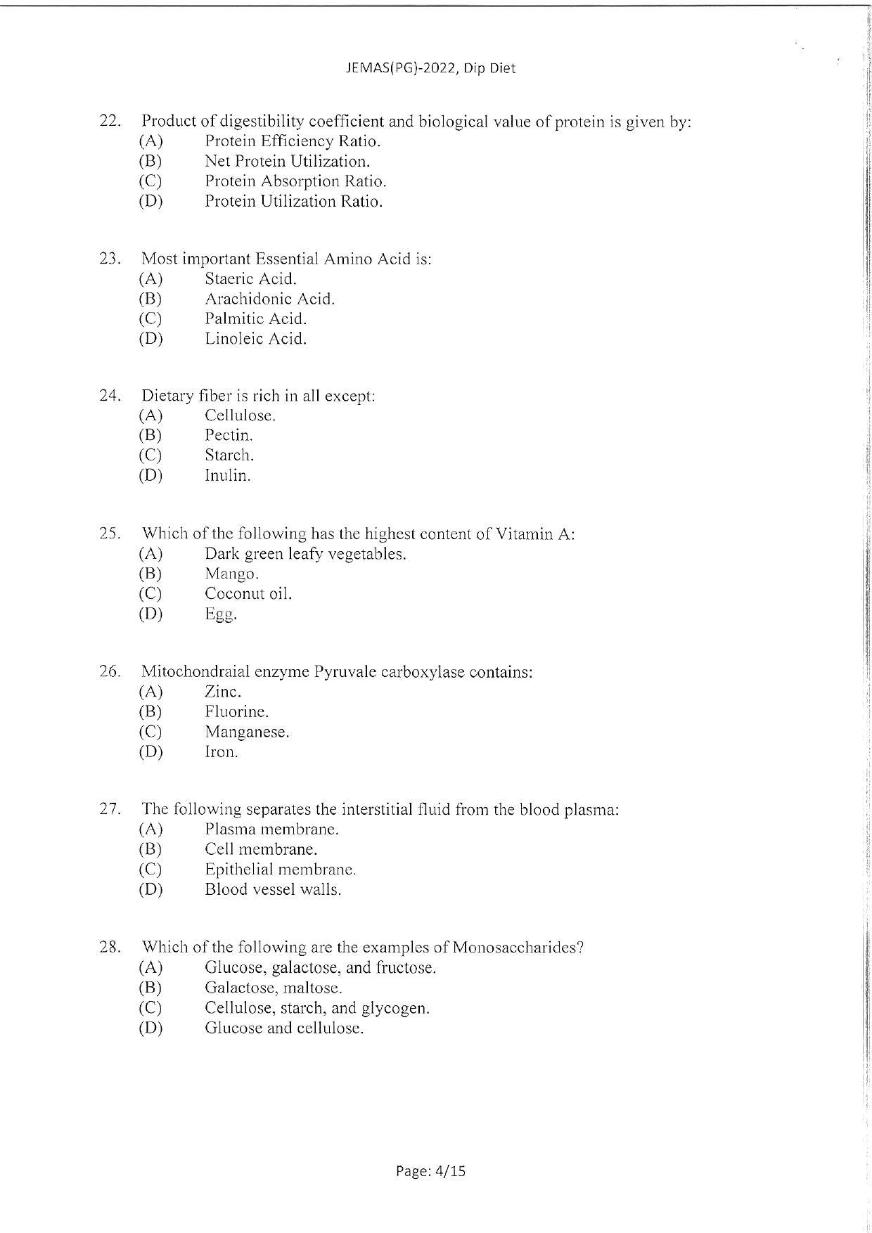 WBJEEB JEMAS (PG) 2022 Dip Diet Question Paper - Page 6