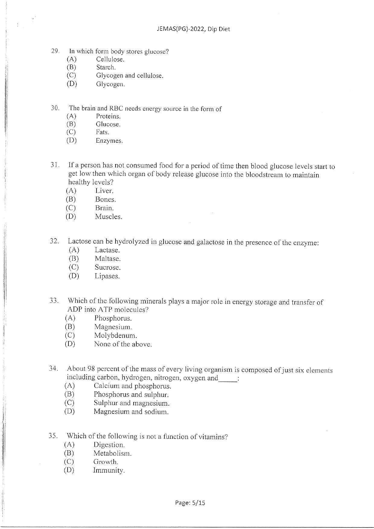 WBJEEB JEMAS (PG) 2022 Dip Diet Question Paper - Page 7