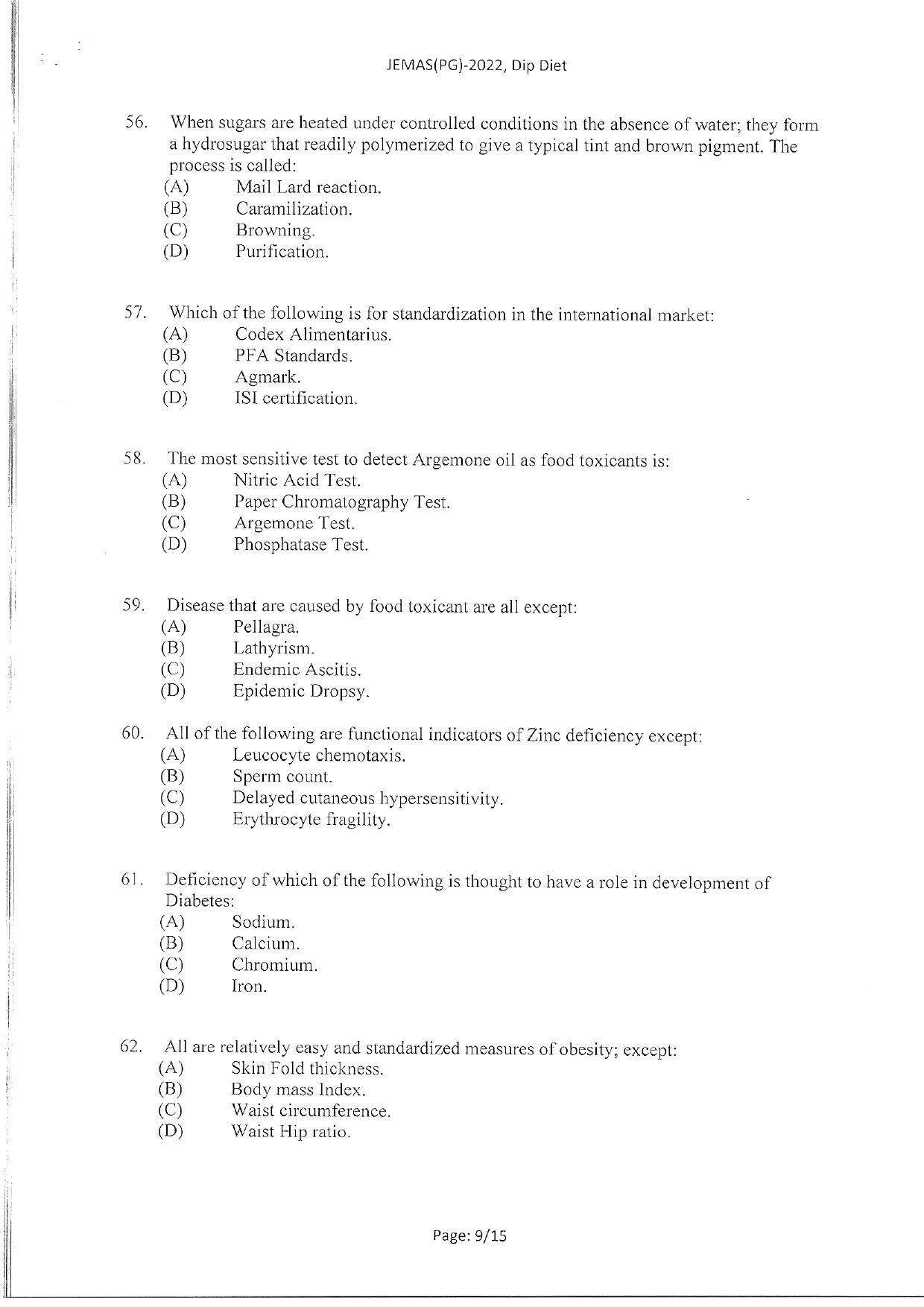 WBJEEB JEMAS (PG) 2022 Dip Diet Question Paper - Page 11
