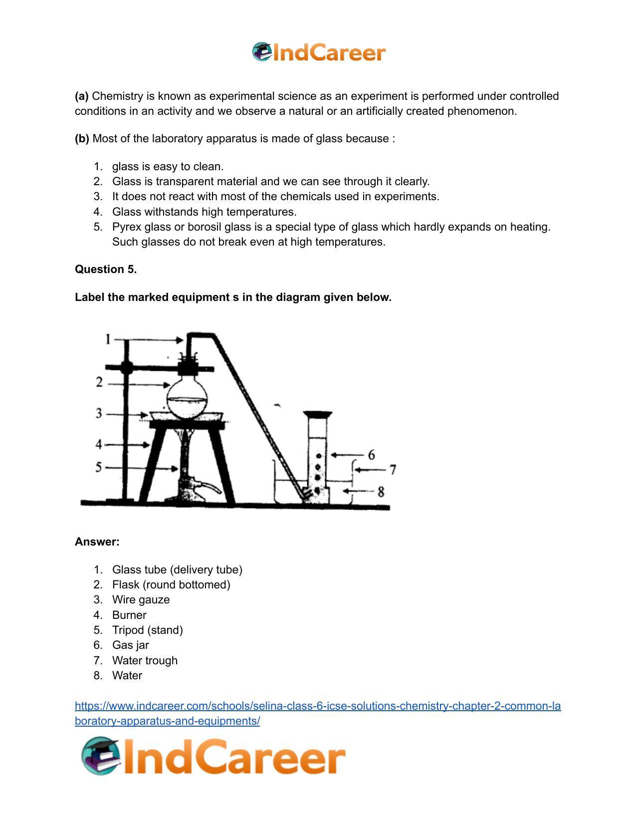 Selina Class 6 ICSE Solutions Chemistry : Chapter 2- Common Laboratory Apparatus and Equipments - Page 5