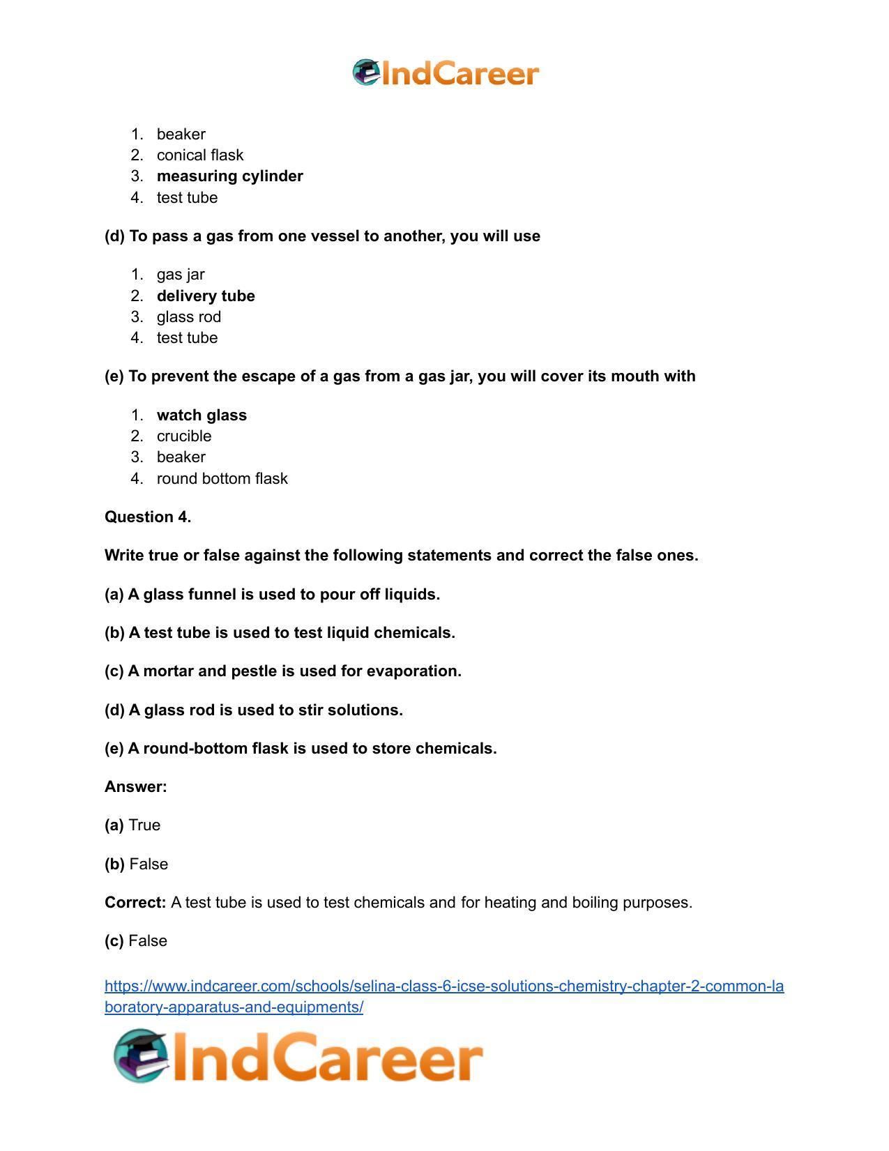 Selina Class 6 ICSE Solutions Chemistry : Chapter 2- Common Laboratory Apparatus and Equipments - Page 8