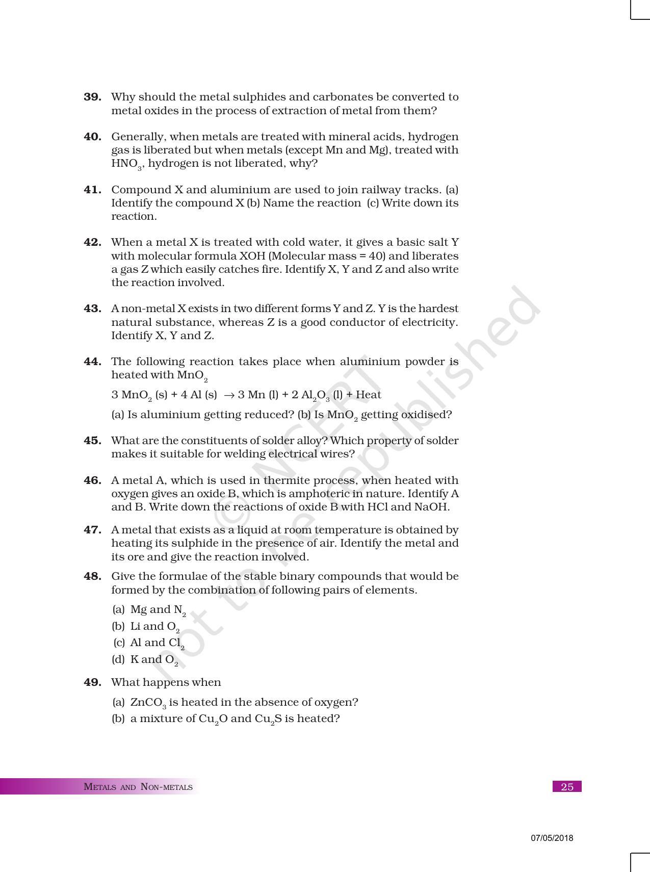 NCERT Exemplar Book for Class 10 Science: Chapter 3 Metals and Non-metals - Page 8