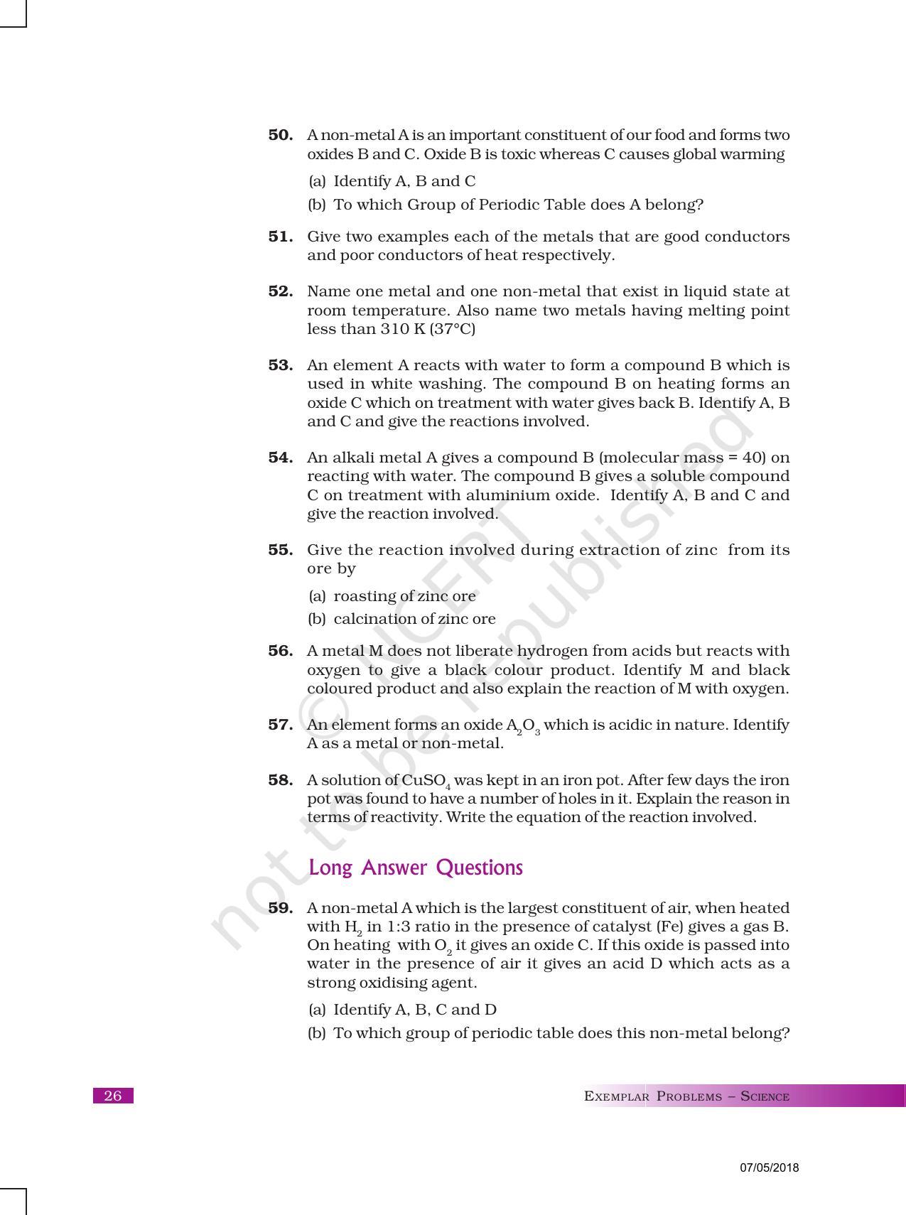 NCERT Exemplar Book for Class 10 Science: Chapter 3 Metals and Non-metals - Page 9