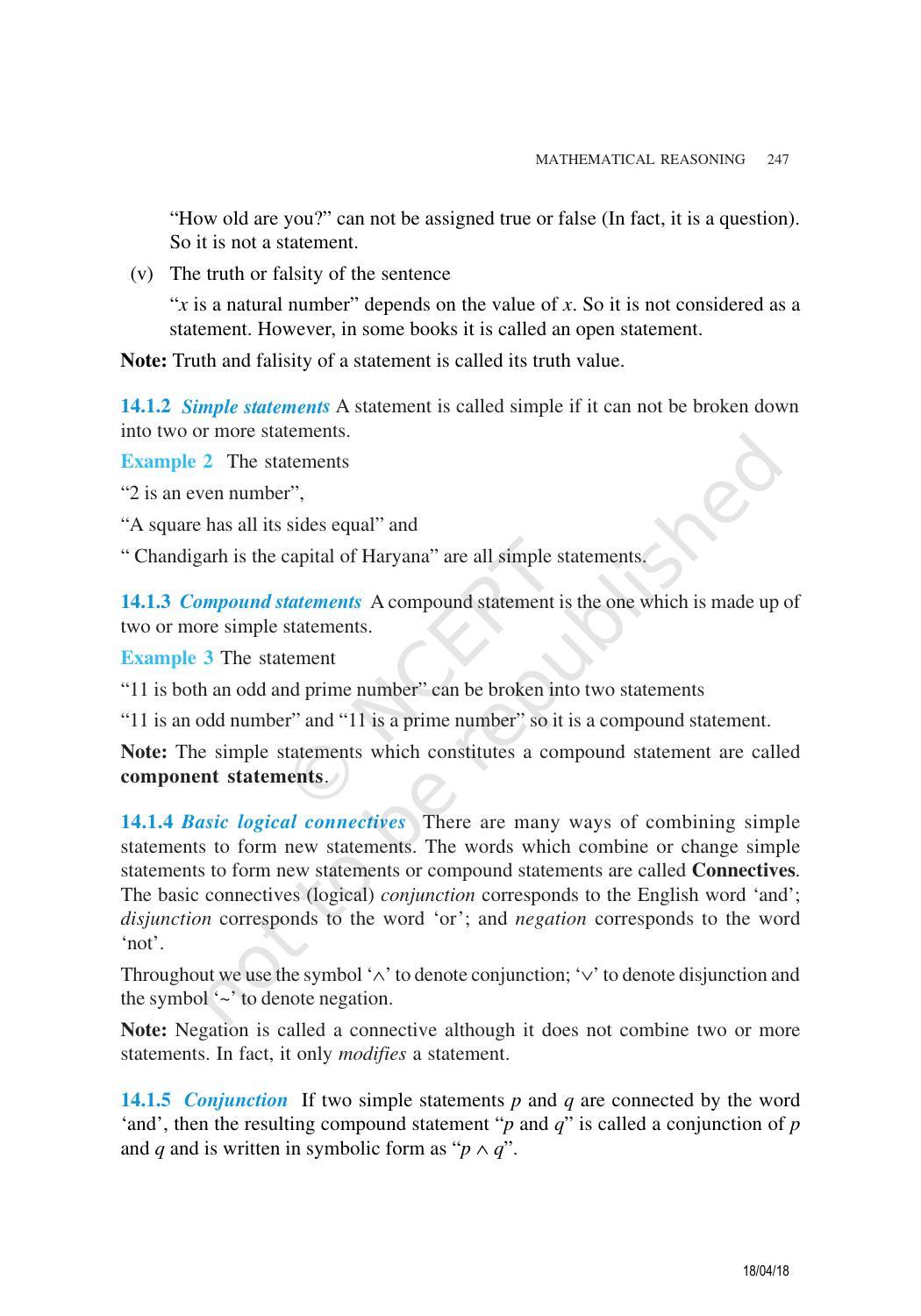 NCERT Exemplar Book for Class 11 Maths: Chapter 14 Mathematical Reasoning - Page 2