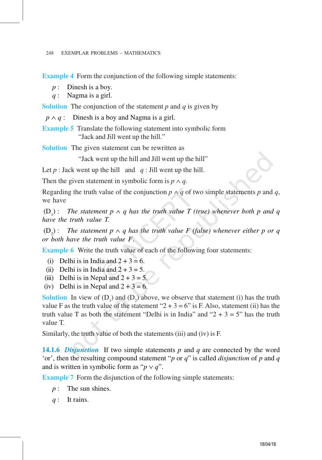 NCERT Exemplar Book for Class 11 Maths: Chapter 14 Mathematical Reasoning - Page 3