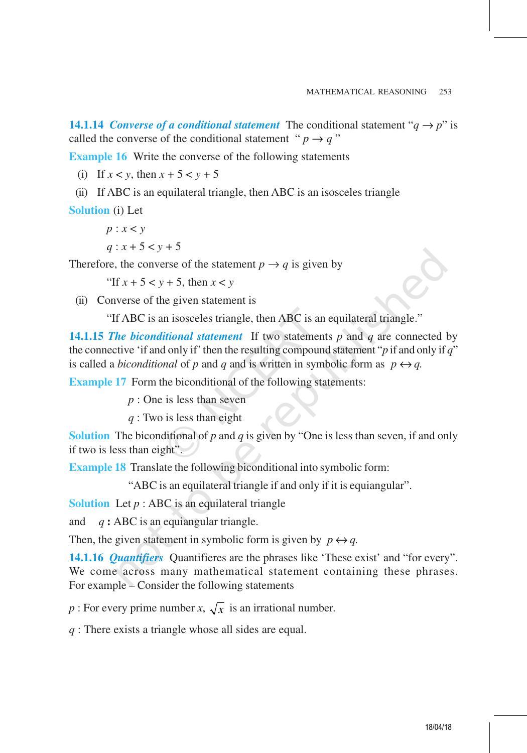 NCERT Exemplar Book for Class 11 Maths: Chapter 14 Mathematical Reasoning - Page 8