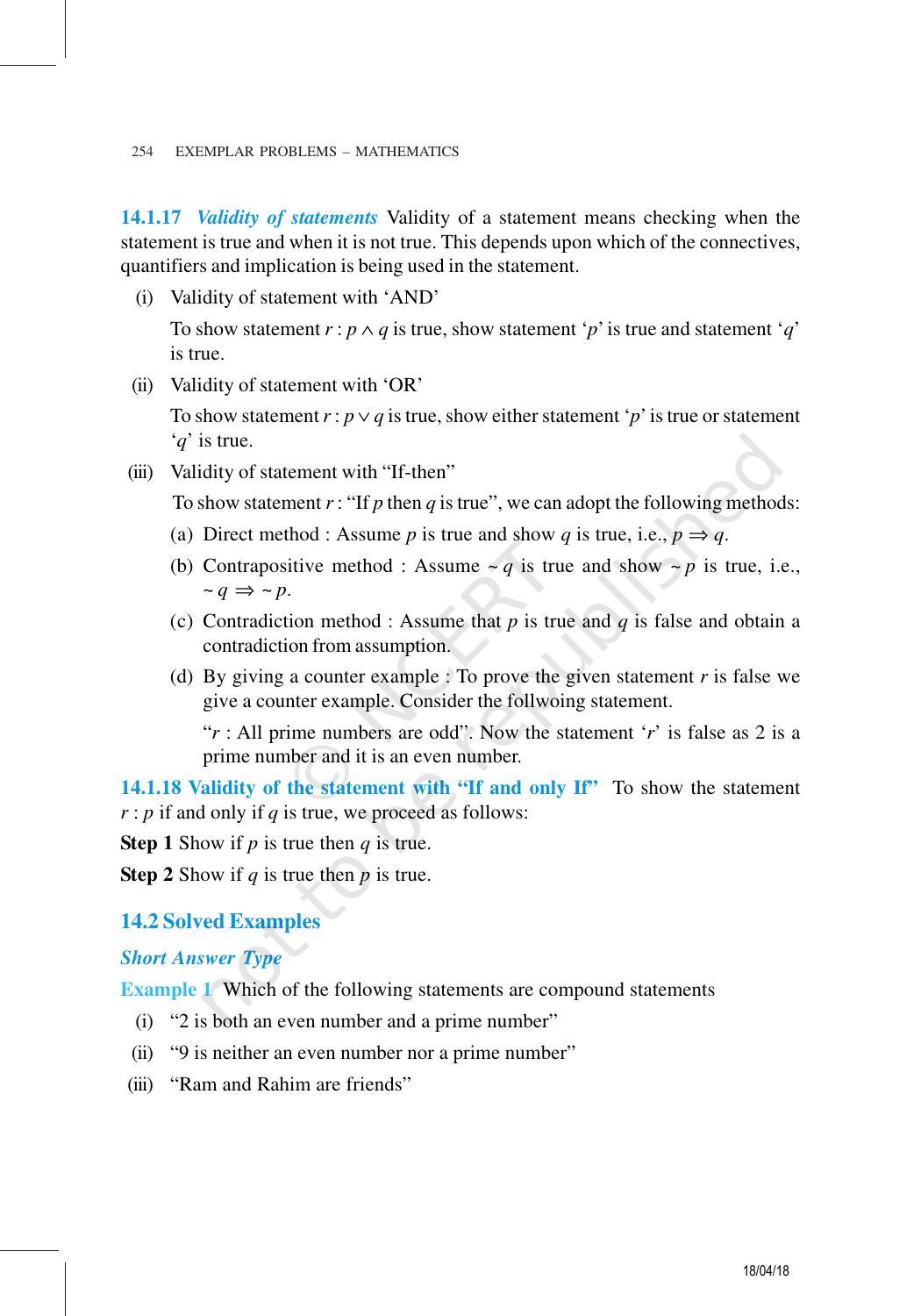 NCERT Exemplar Book for Class 11 Maths: Chapter 14 Mathematical Reasoning - Page 9
