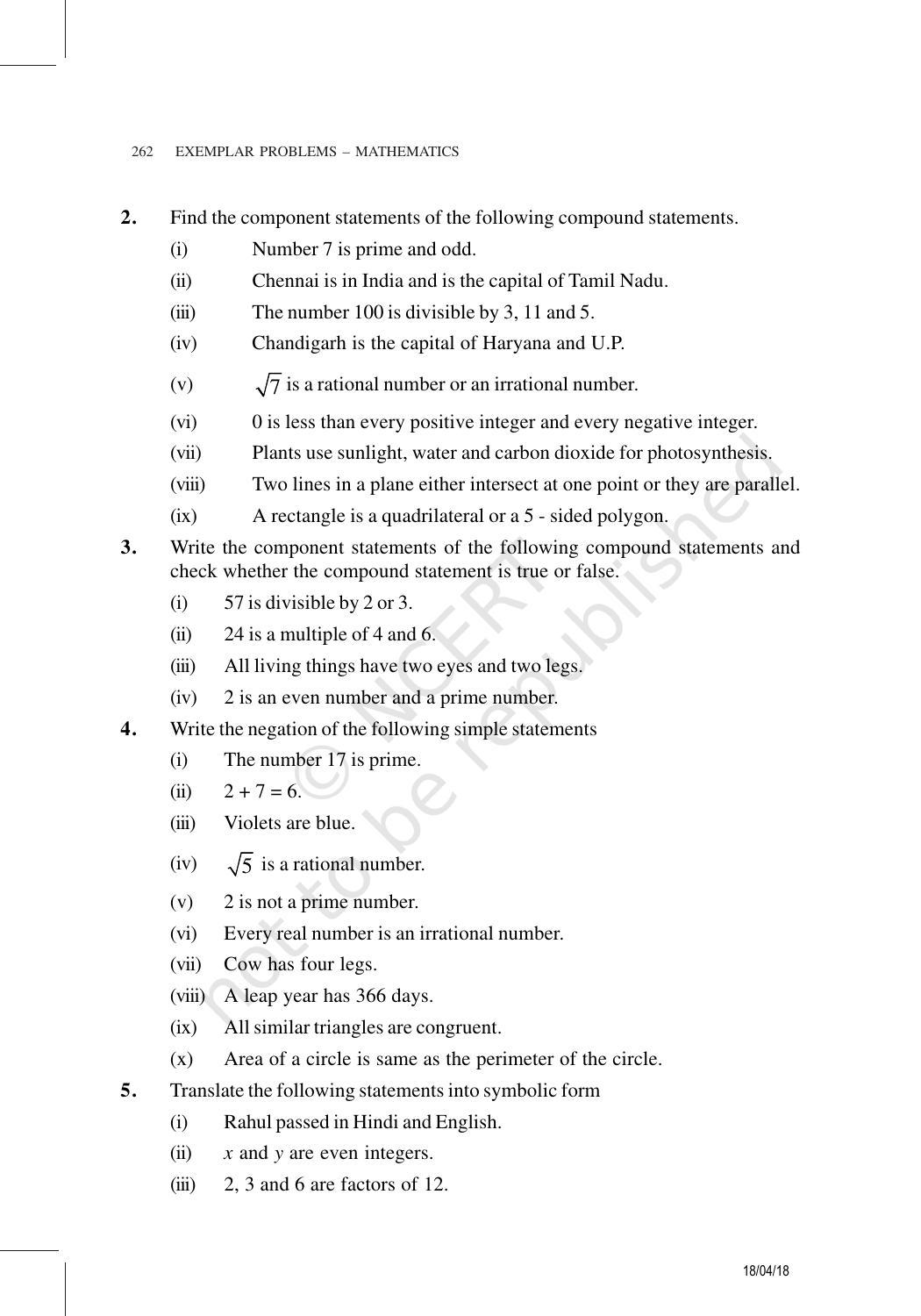 NCERT Exemplar Book for Class 11 Maths: Chapter 14 Mathematical Reasoning - Page 17