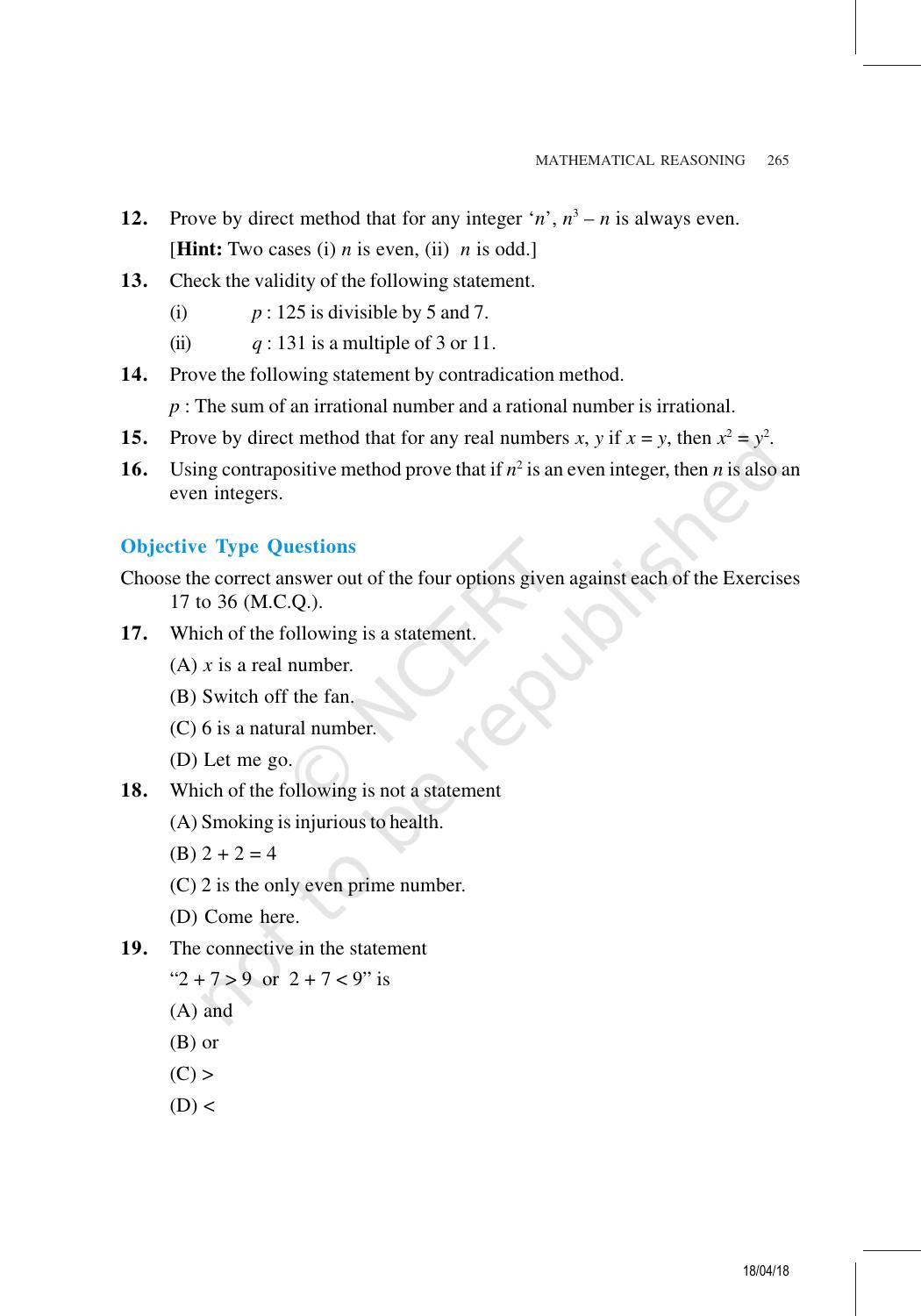 NCERT Exemplar Book for Class 11 Maths: Chapter 14 Mathematical Reasoning - Page 20