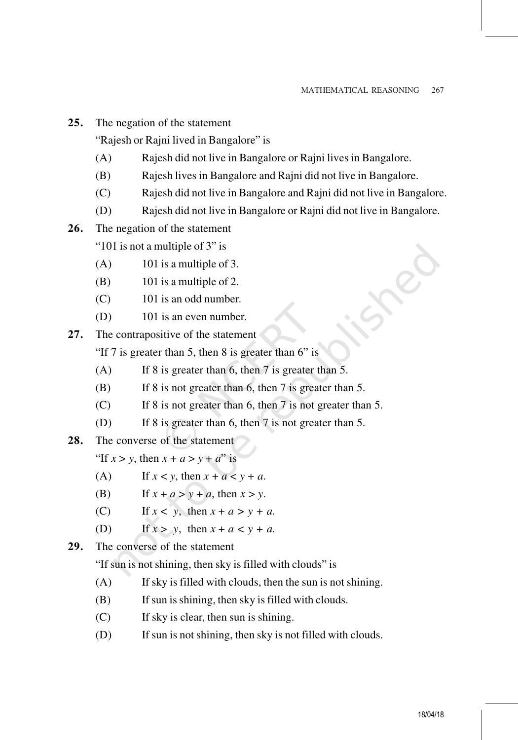 NCERT Exemplar Book for Class 11 Maths: Chapter 14 Mathematical Reasoning - Page 22