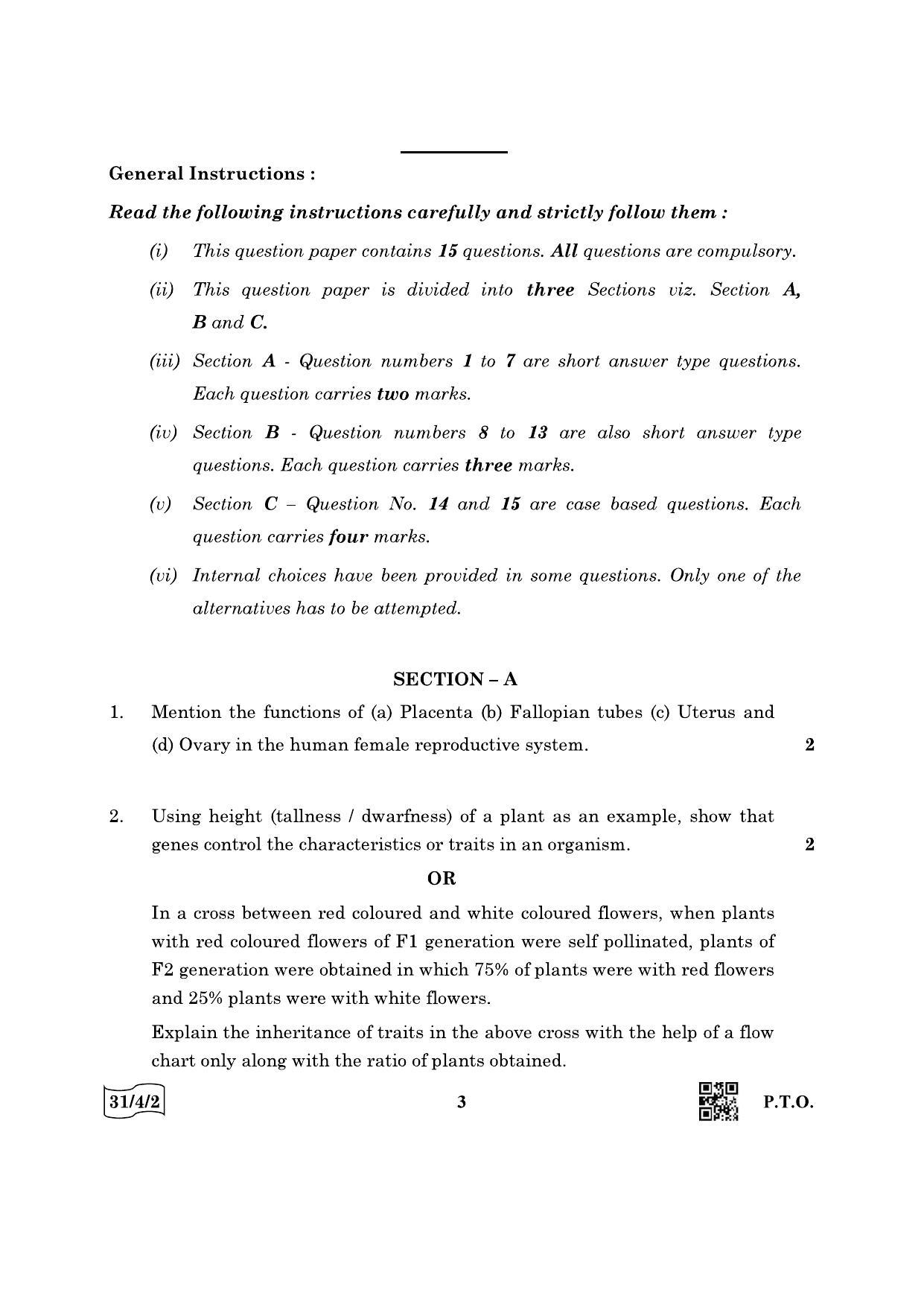 CBSE Class 10 31-4-2 Science 2022 Question Paper - Page 3
