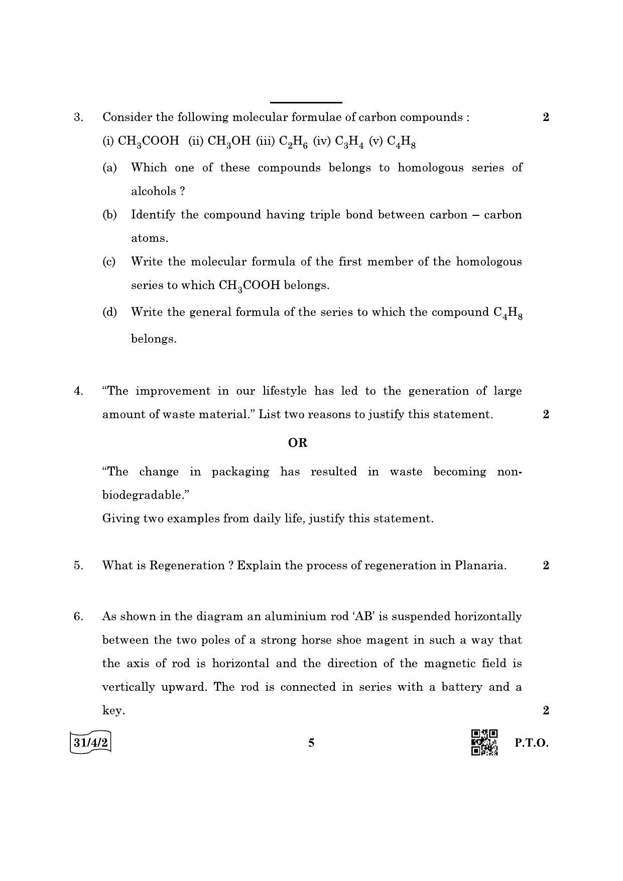 CBSE Class 10 31-4-2 Science 2022 Question Paper - Page 5