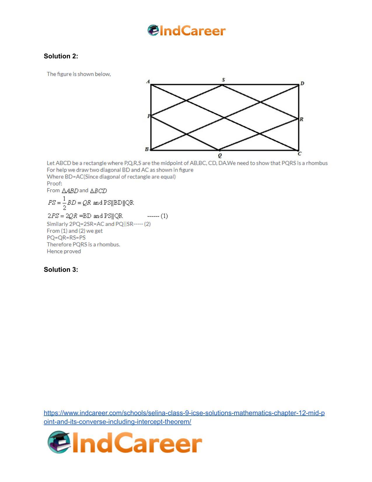 Selina Class 9 ICSE Solutions Mathematics : Chapter 12- Mid-point and Its Converse [ Including Intercept Theorem] - Page 3