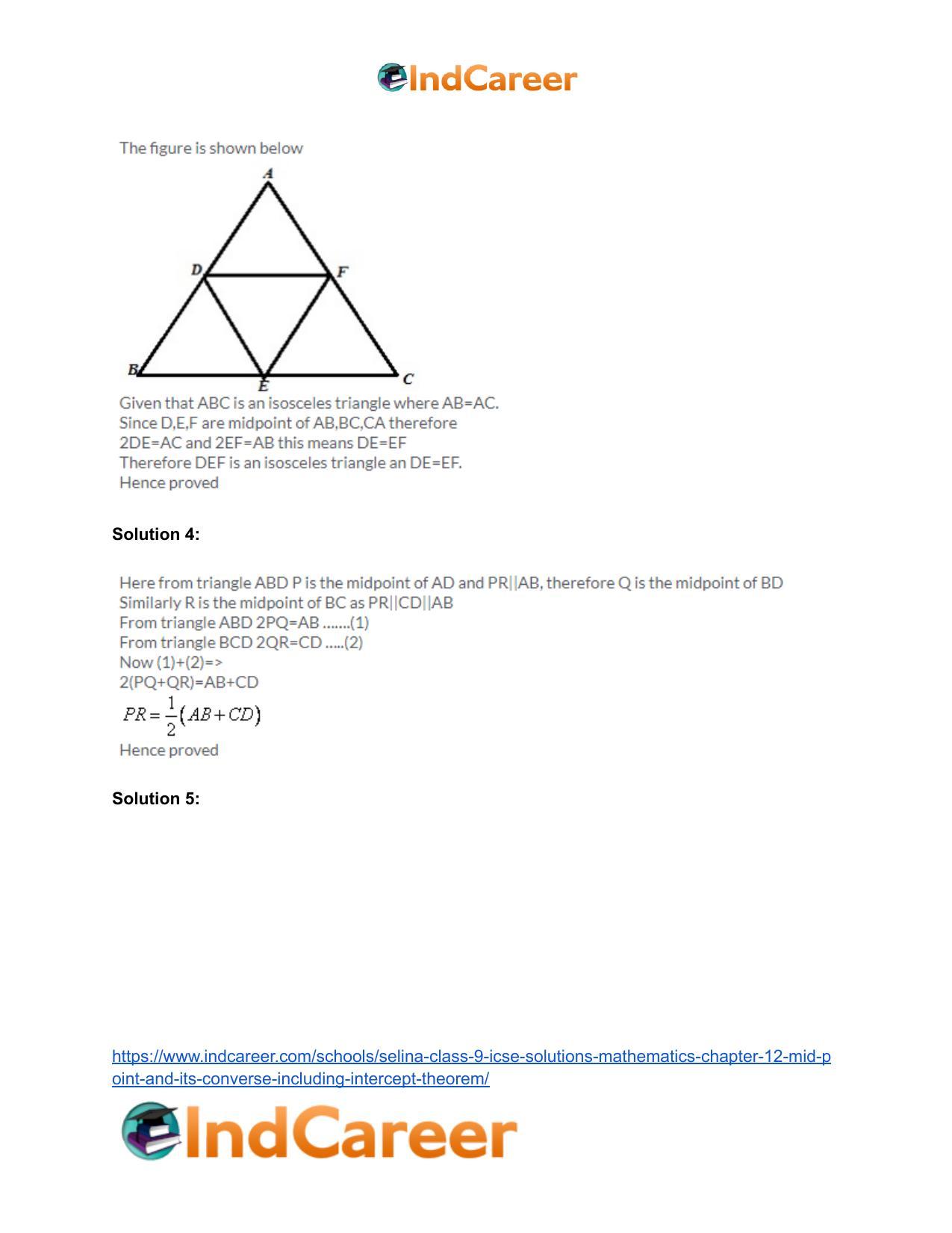 Selina Class 9 ICSE Solutions Mathematics : Chapter 12- Mid-point and Its Converse [ Including Intercept Theorem] - Page 4