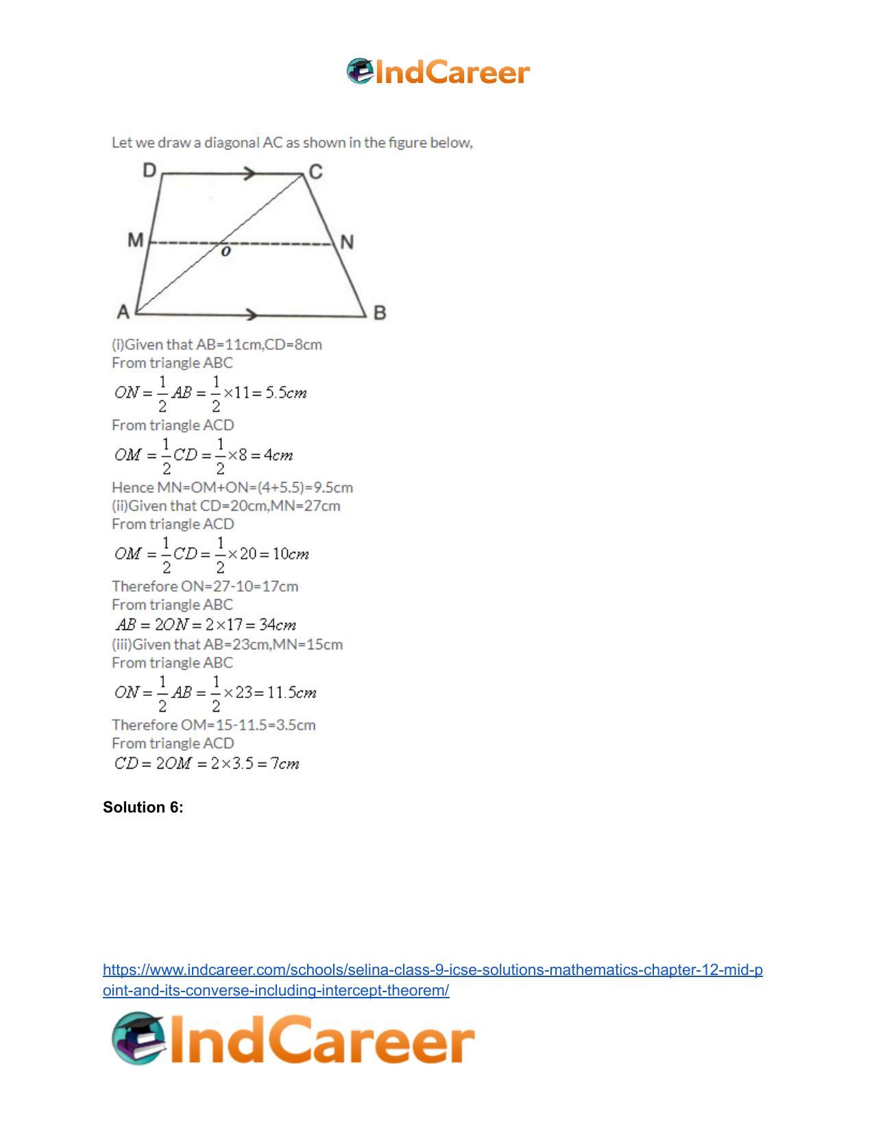 Selina Class 9 ICSE Solutions Mathematics : Chapter 12- Mid-point and Its Converse [ Including Intercept Theorem] - Page 5
