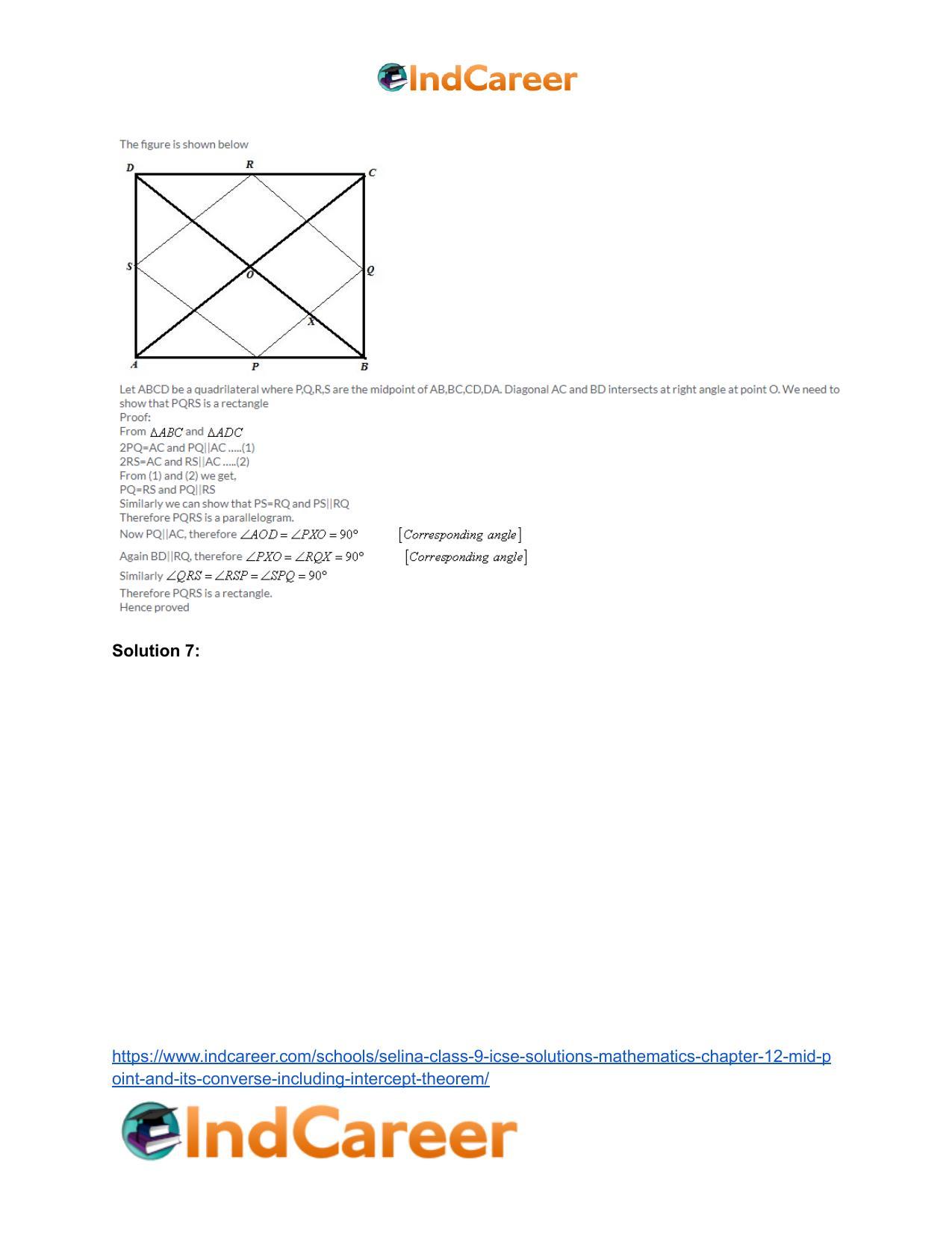 Selina Class 9 ICSE Solutions Mathematics : Chapter 12- Mid-point and Its Converse [ Including Intercept Theorem] - Page 6