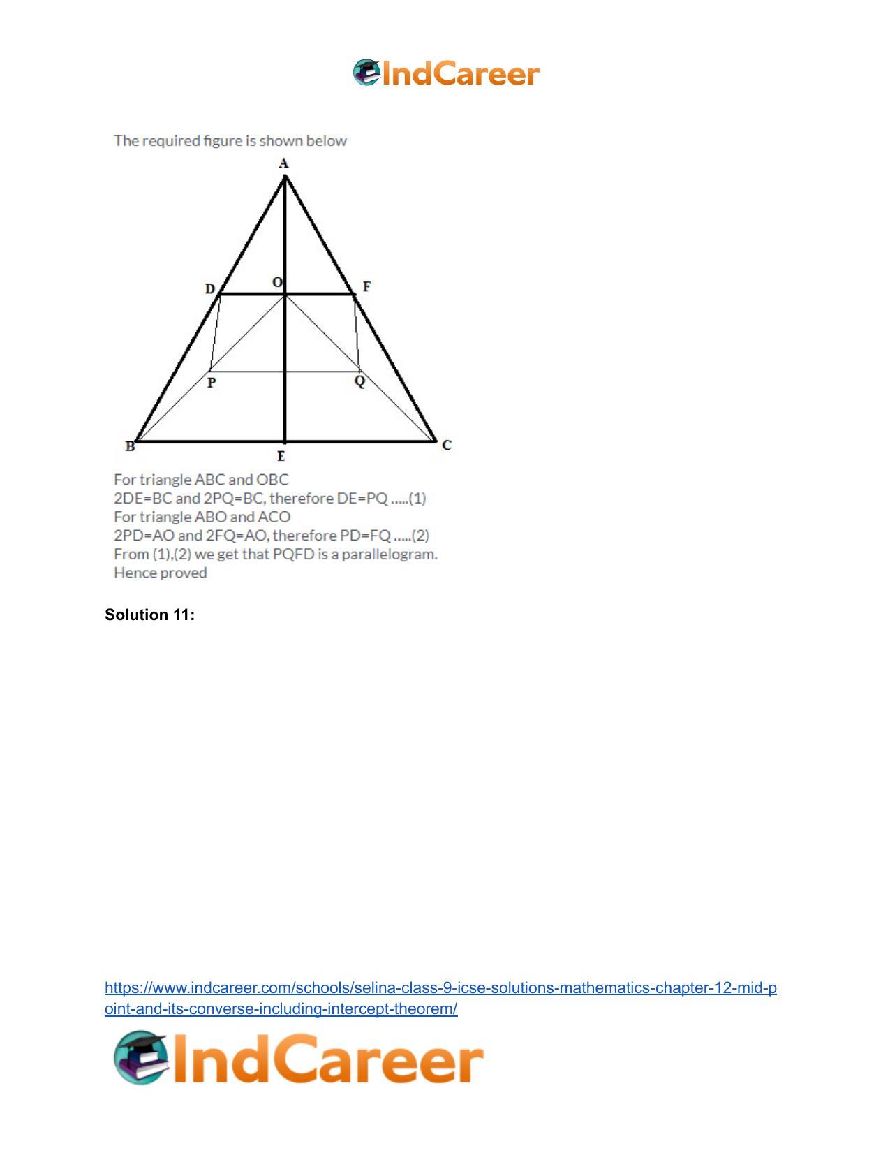 Selina Class 9 ICSE Solutions Mathematics : Chapter 12- Mid-point and Its Converse [ Including Intercept Theorem] - Page 9