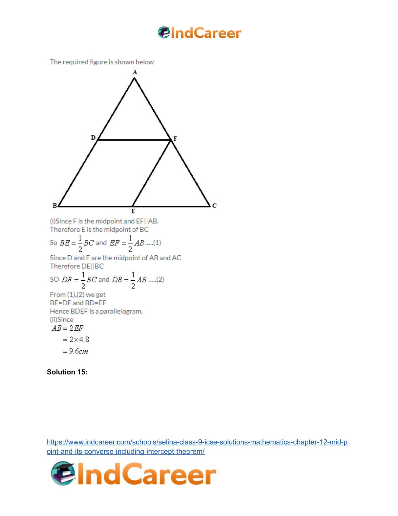 Selina Class 9 ICSE Solutions Mathematics : Chapter 12- Mid-point and Its Converse [ Including Intercept Theorem] - Page 13