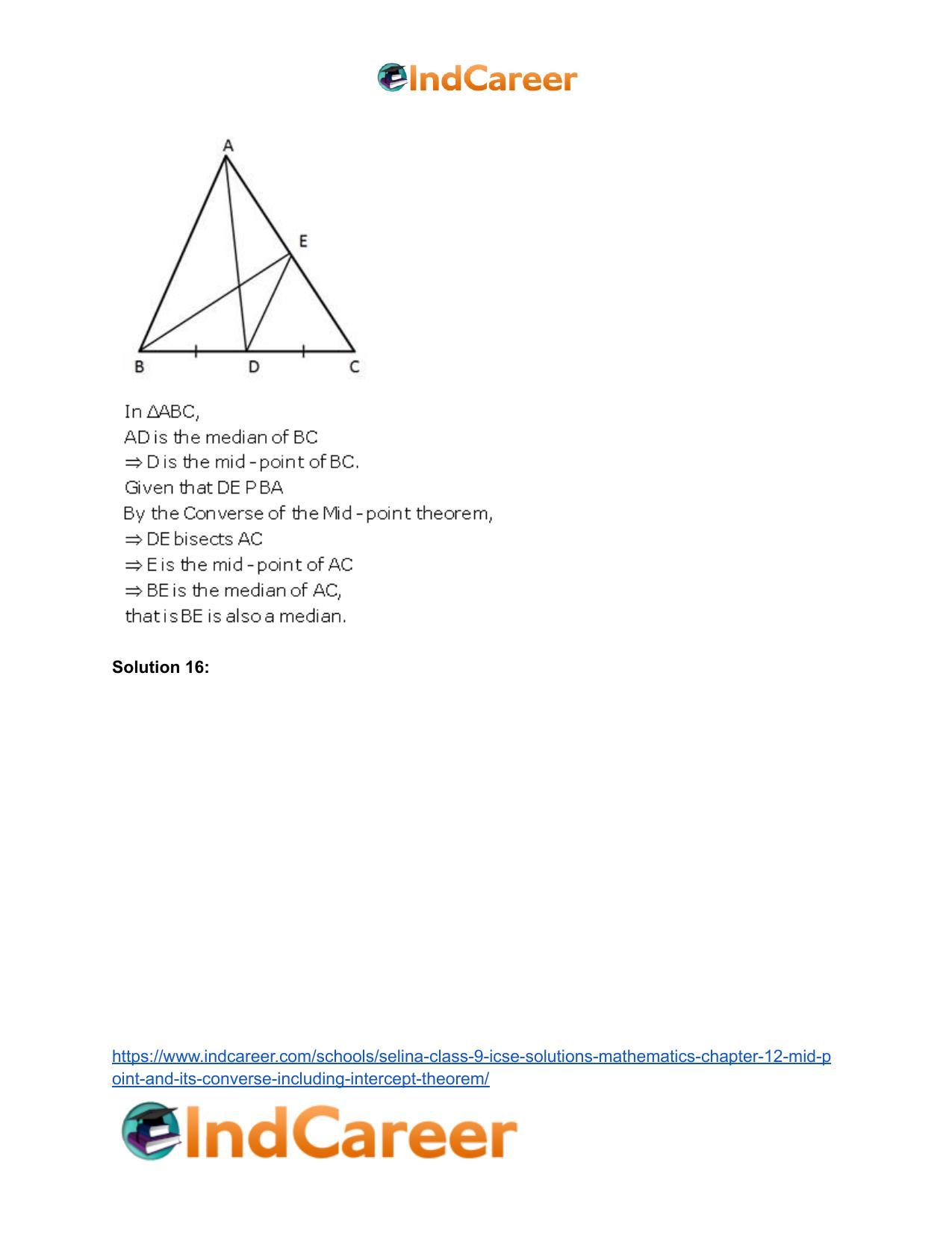 Selina Class 9 ICSE Solutions Mathematics : Chapter 12- Mid-point and Its Converse [ Including Intercept Theorem] - Page 14