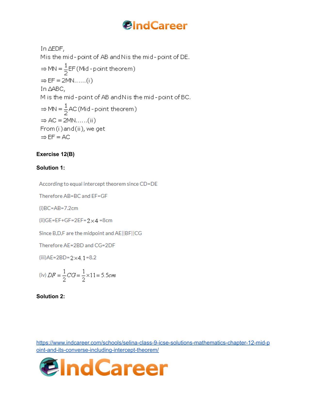 Selina Class 9 ICSE Solutions Mathematics : Chapter 12- Mid-point and Its Converse [ Including Intercept Theorem] - Page 16