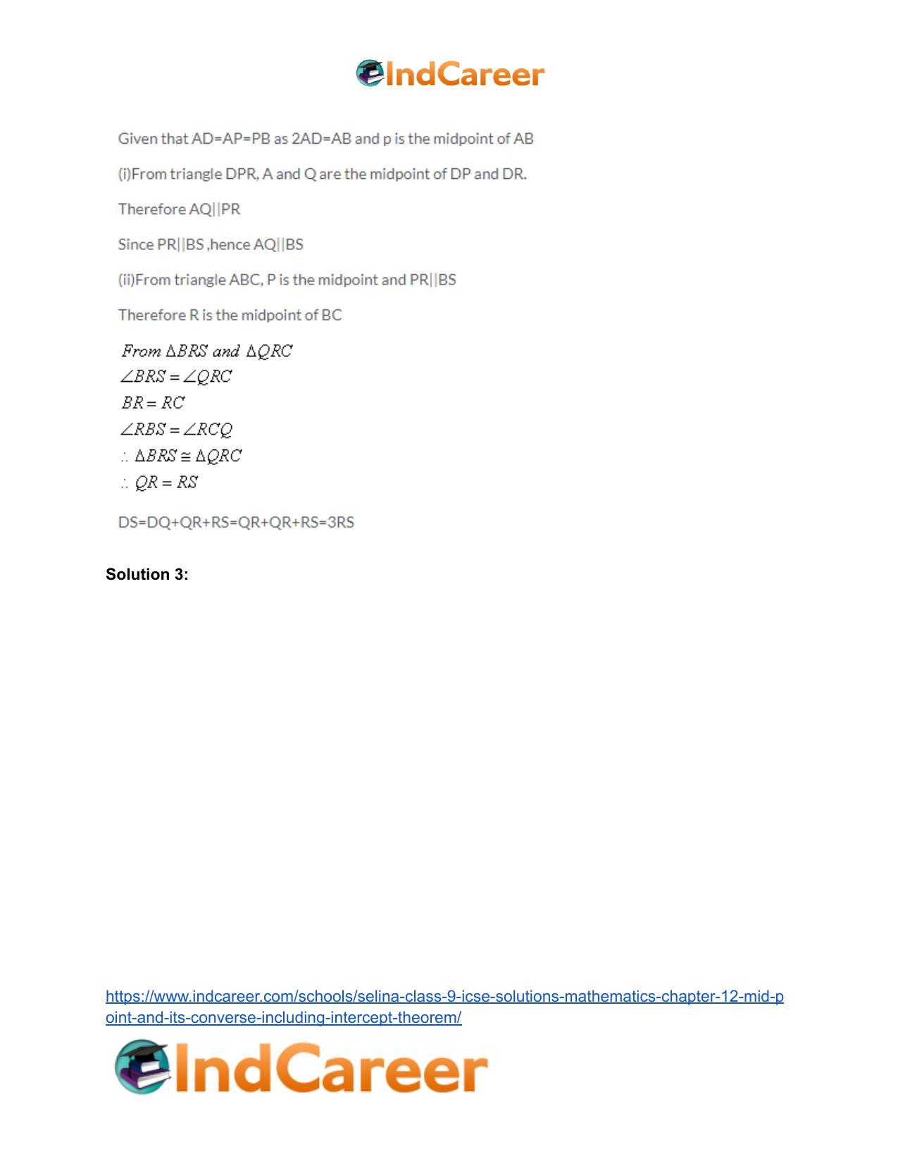 Selina Class 9 ICSE Solutions Mathematics : Chapter 12- Mid-point and Its Converse [ Including Intercept Theorem] - Page 17