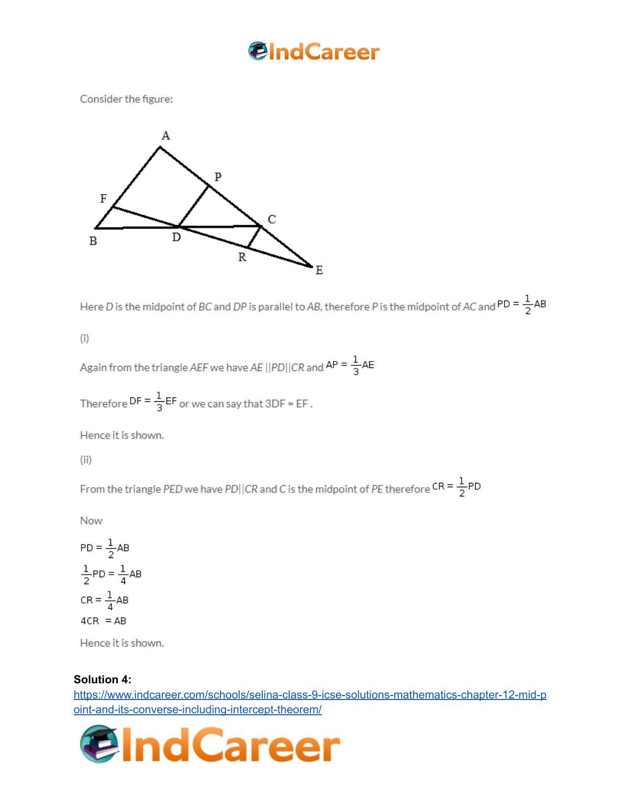 Selina Class 9 ICSE Solutions Mathematics : Chapter 12- Mid-point and Its Converse [ Including Intercept Theorem] - Page 18