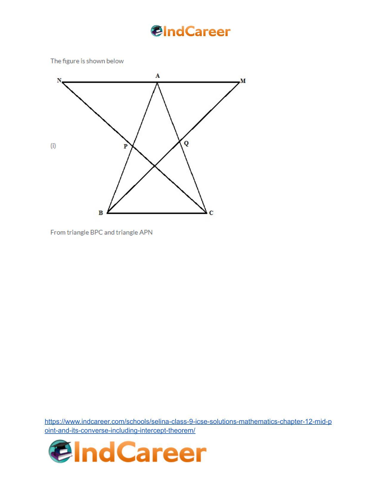 Selina Class 9 ICSE Solutions Mathematics : Chapter 12- Mid-point and Its Converse [ Including Intercept Theorem] - Page 19