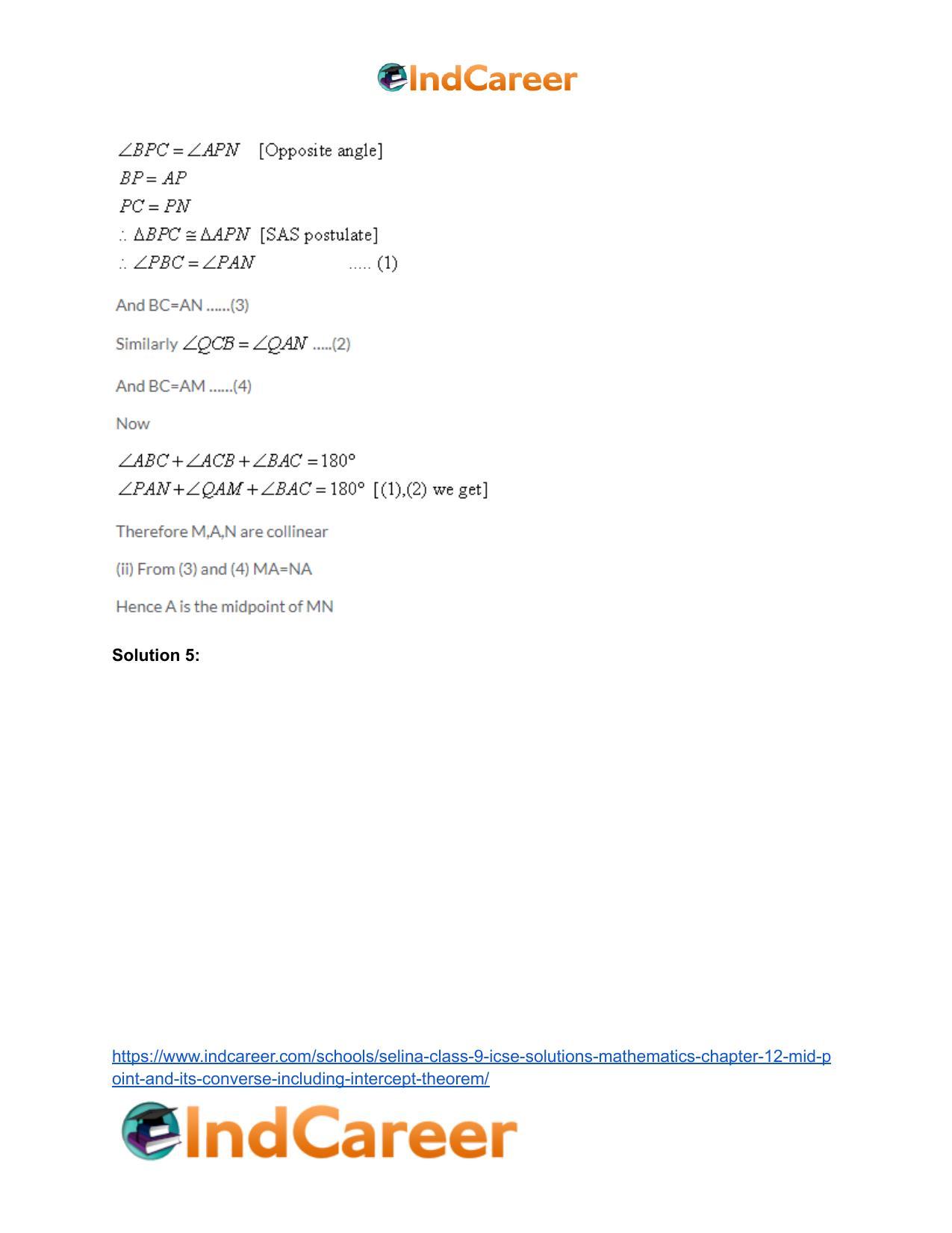 Selina Class 9 ICSE Solutions Mathematics : Chapter 12- Mid-point and Its Converse [ Including Intercept Theorem] - Page 20