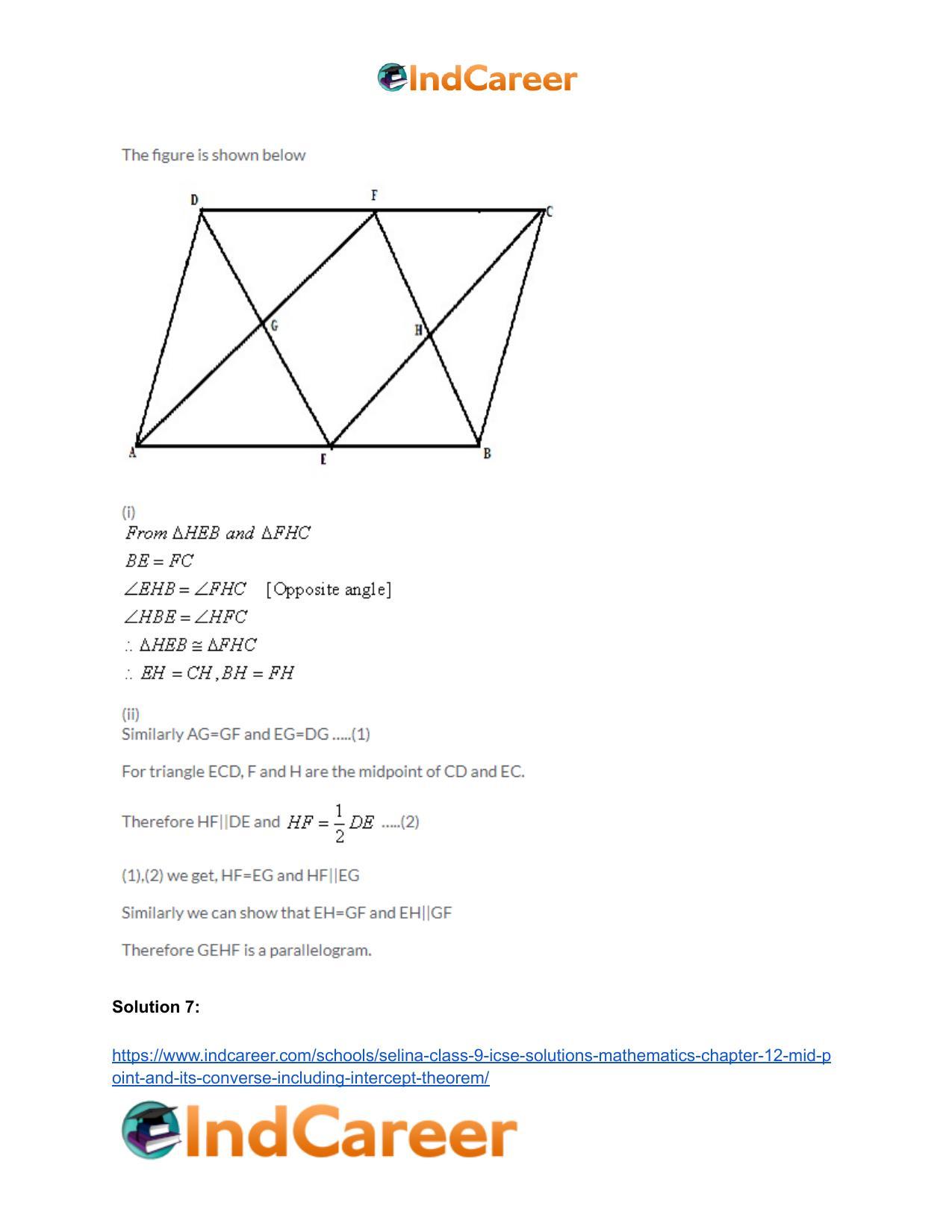 Selina Class 9 ICSE Solutions Mathematics : Chapter 12- Mid-point and Its Converse [ Including Intercept Theorem] - Page 22