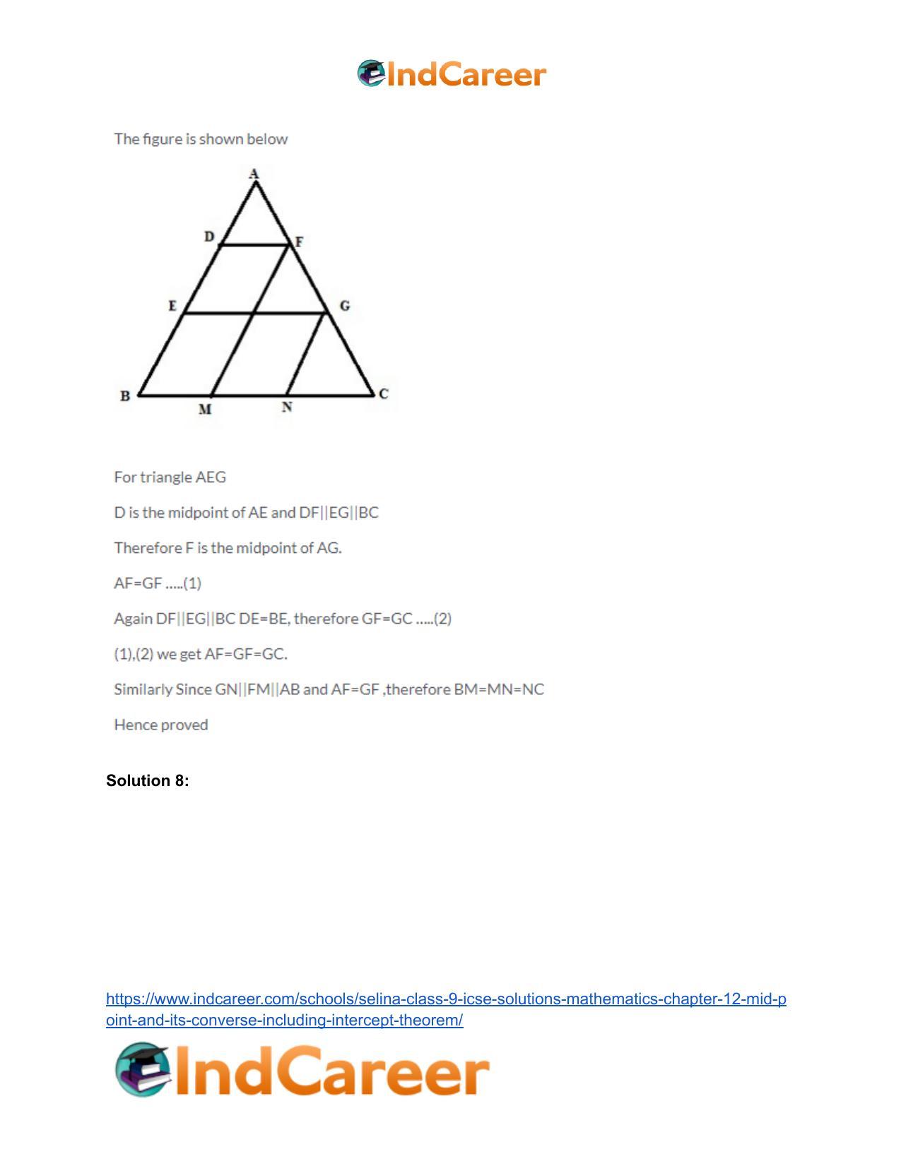 Selina Class 9 ICSE Solutions Mathematics : Chapter 12- Mid-point and Its Converse [ Including Intercept Theorem] - Page 23