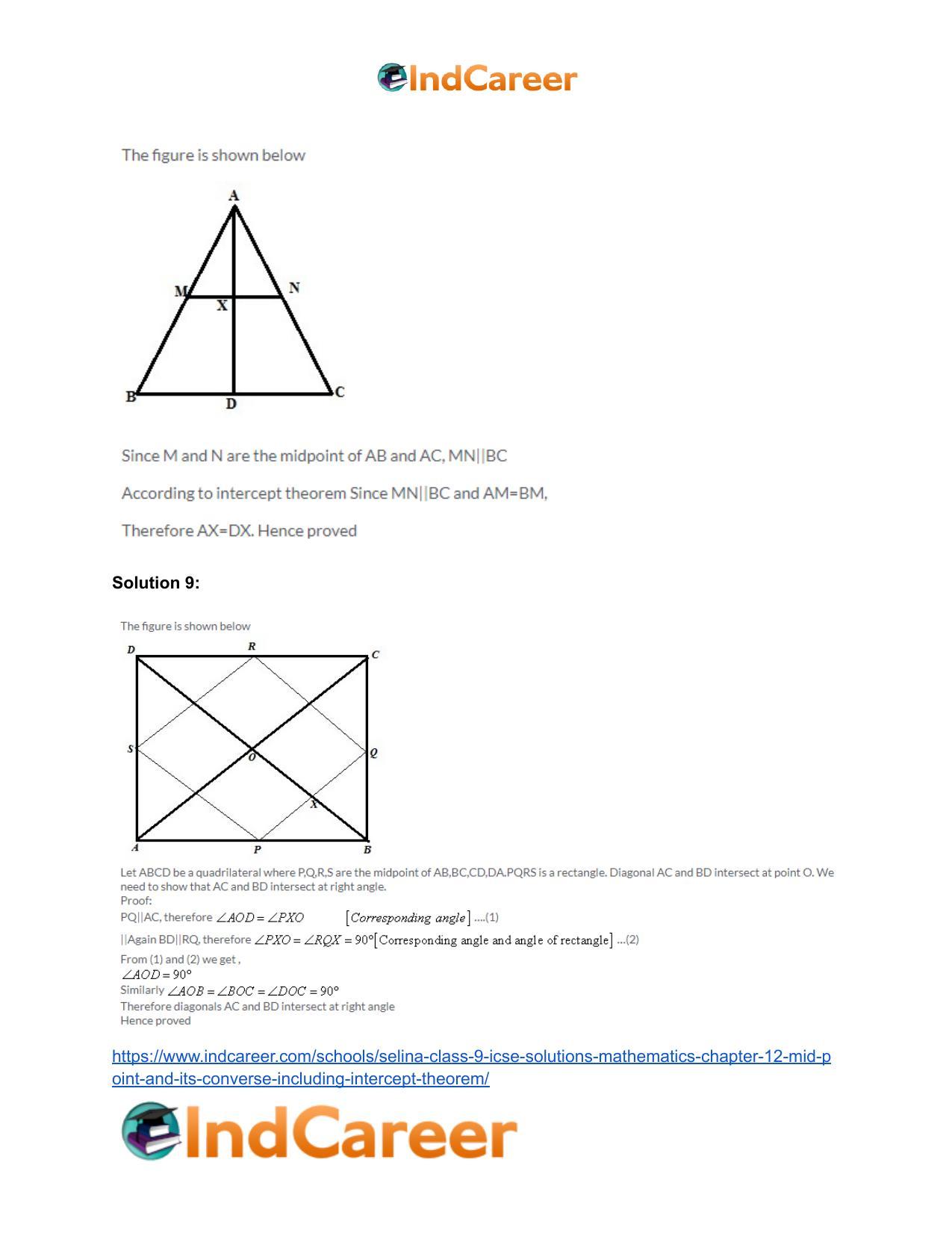 Selina Class 9 ICSE Solutions Mathematics : Chapter 12- Mid-point and Its Converse [ Including Intercept Theorem] - Page 24