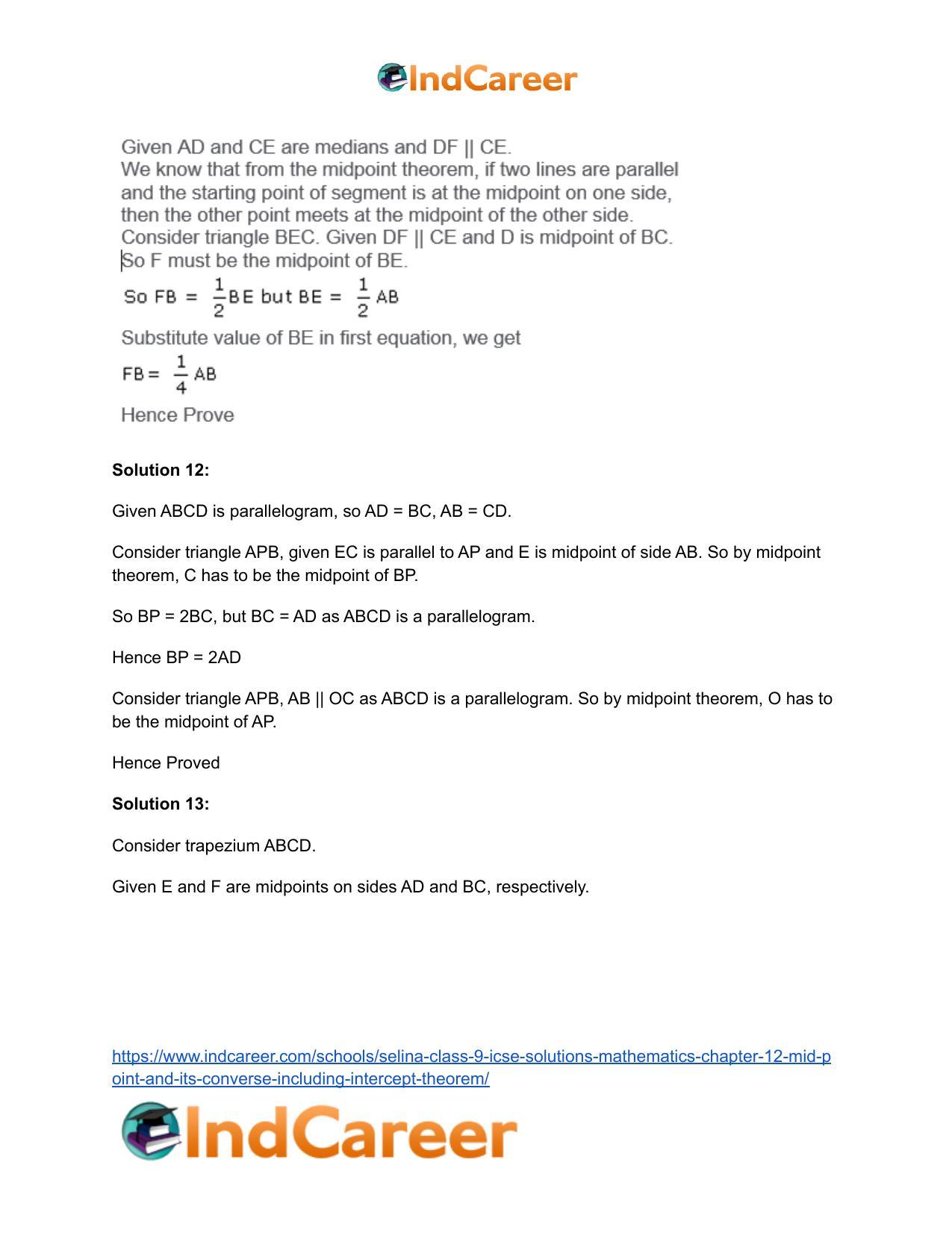 Selina Class 9 ICSE Solutions Mathematics : Chapter 12- Mid-point and Its Converse [ Including Intercept Theorem] - Page 26