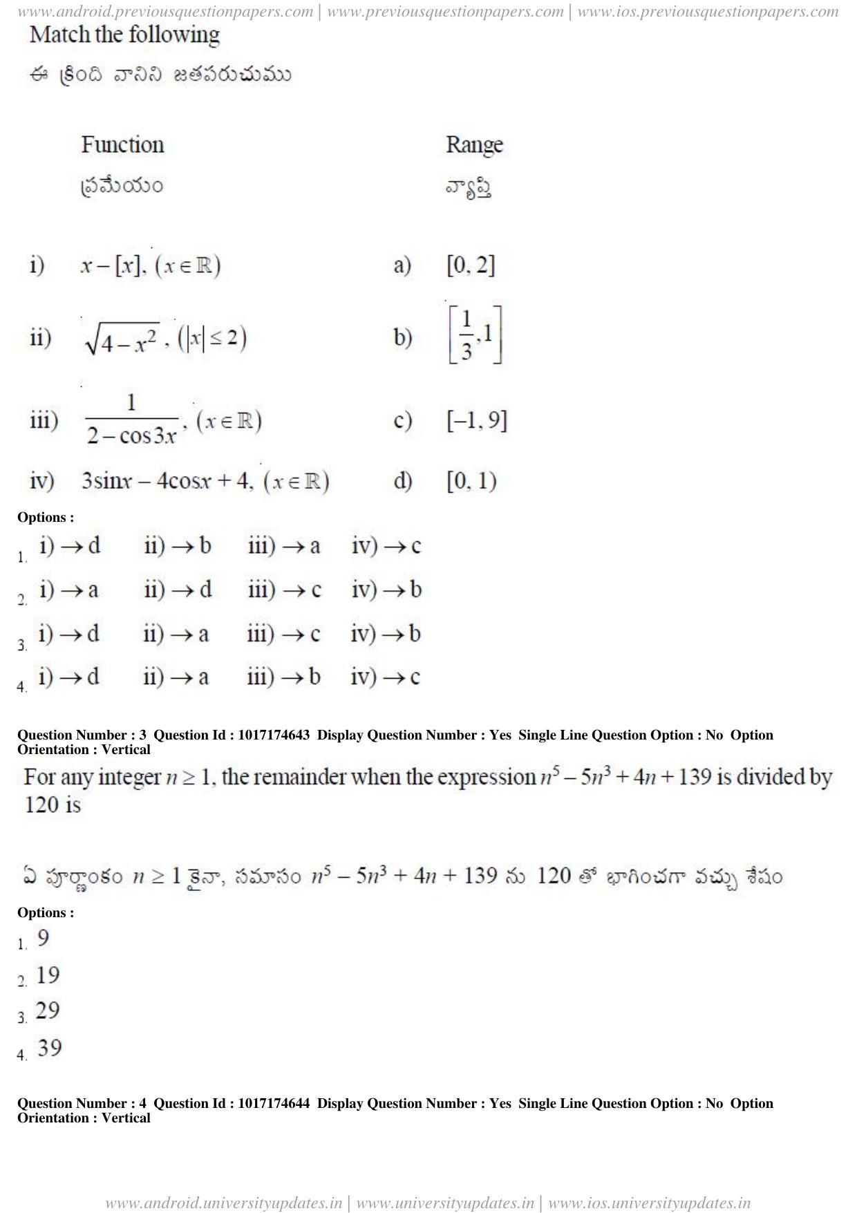 AP EAPCET 2017 - April 26, 2017 Afternoon - Master Engineering Question Paper With Preliminary Keys - Page 2