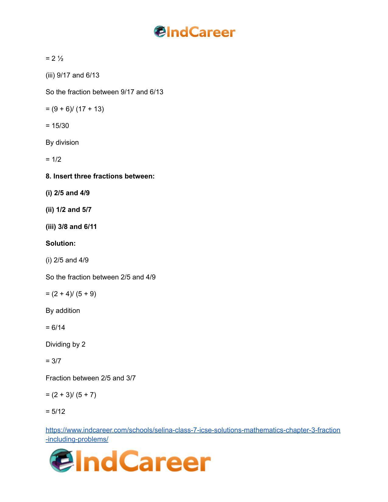 Selina Class 7 ICSE Solutions Mathematics : Chapter 3- Fraction (Including Problems) - Page 16