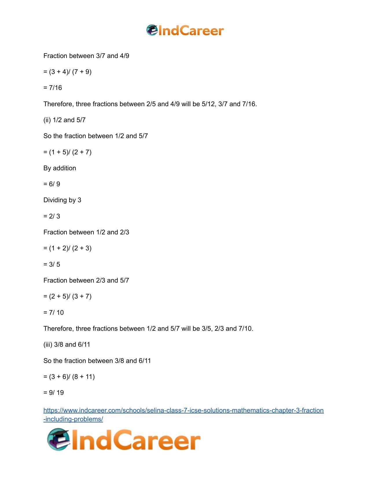Selina Class 7 ICSE Solutions Mathematics : Chapter 3- Fraction (Including Problems) - Page 17