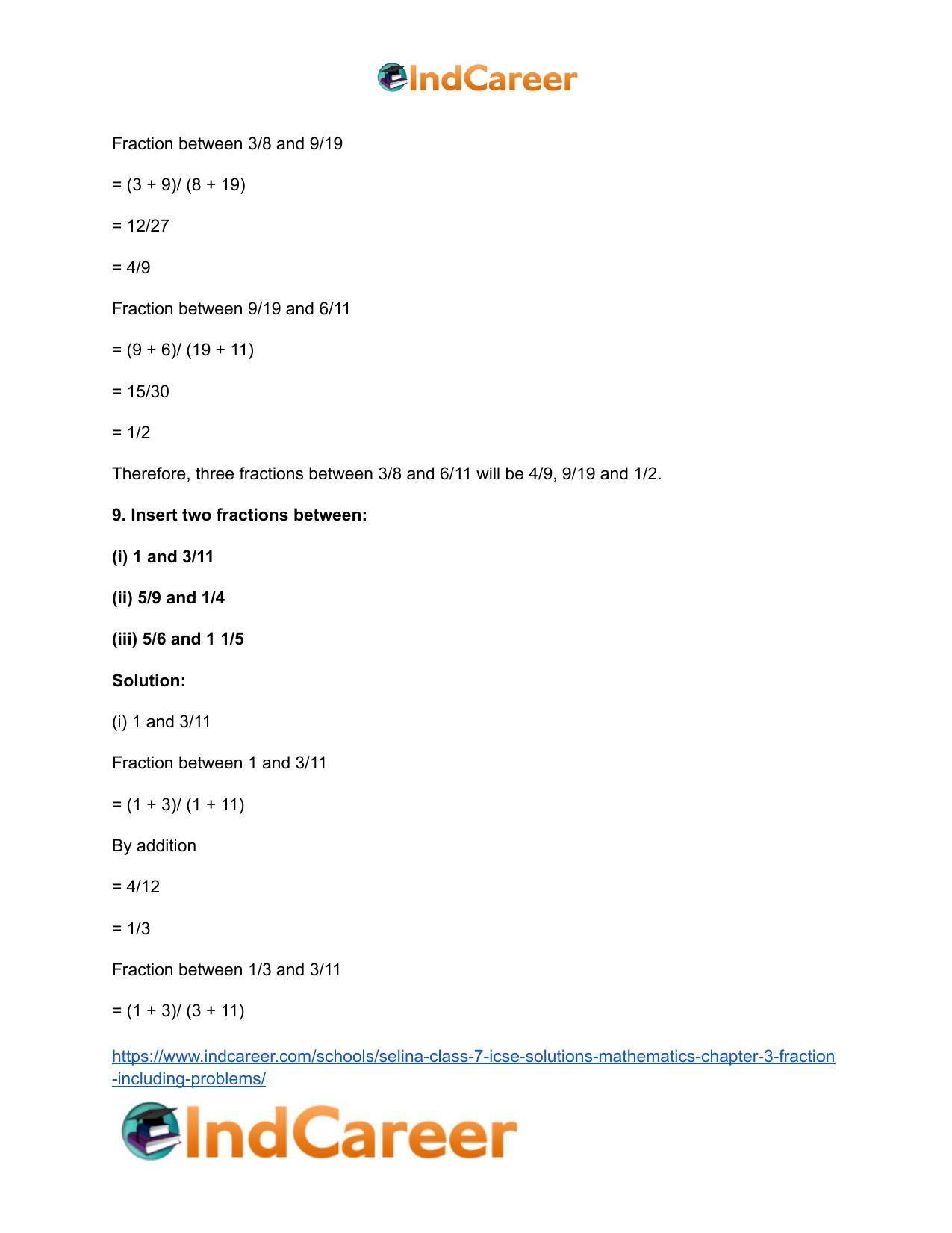 Selina Class 7 ICSE Solutions Mathematics : Chapter 3- Fraction (Including Problems) - Page 18