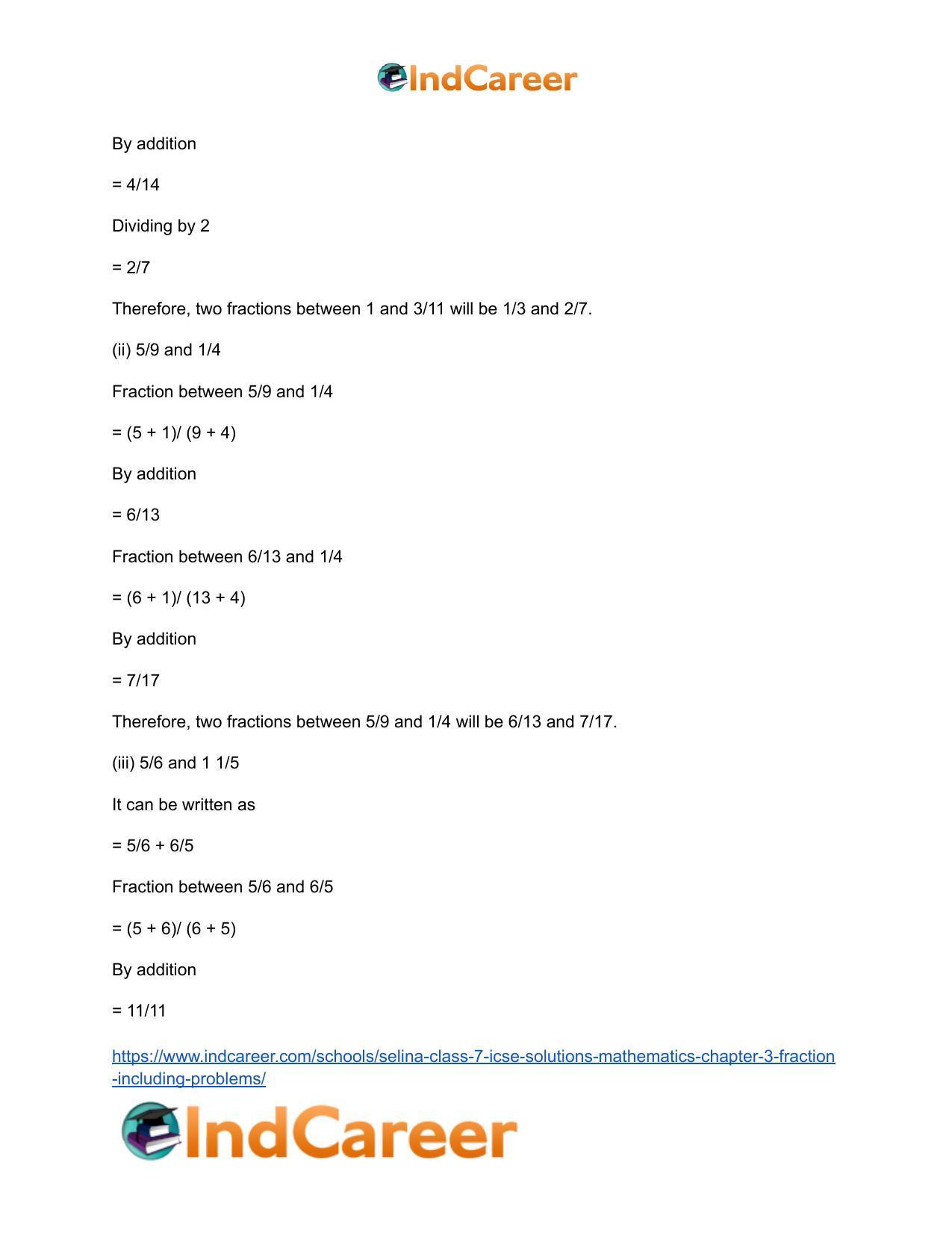 Selina Class 7 ICSE Solutions Mathematics : Chapter 3- Fraction (Including Problems) - Page 19