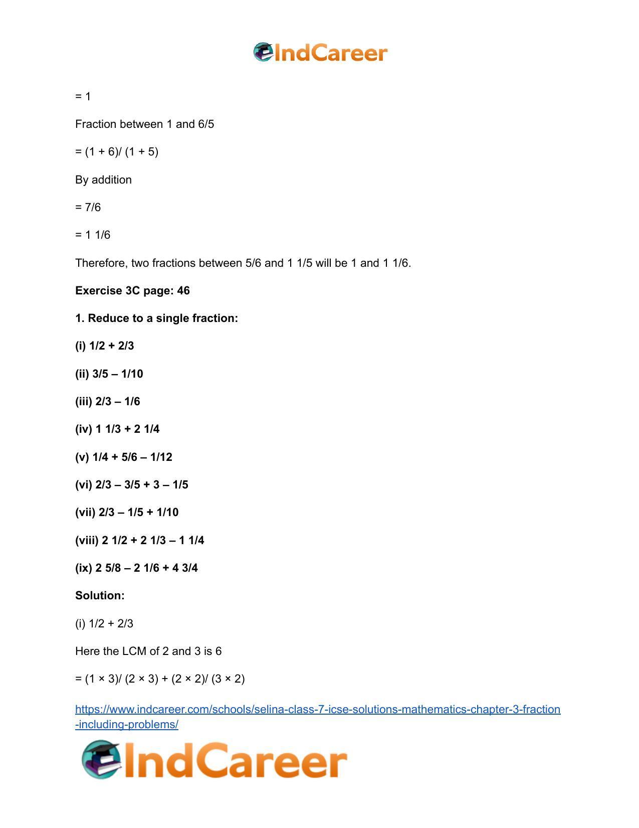 Selina Class 7 ICSE Solutions Mathematics : Chapter 3- Fraction (Including Problems) - Page 20