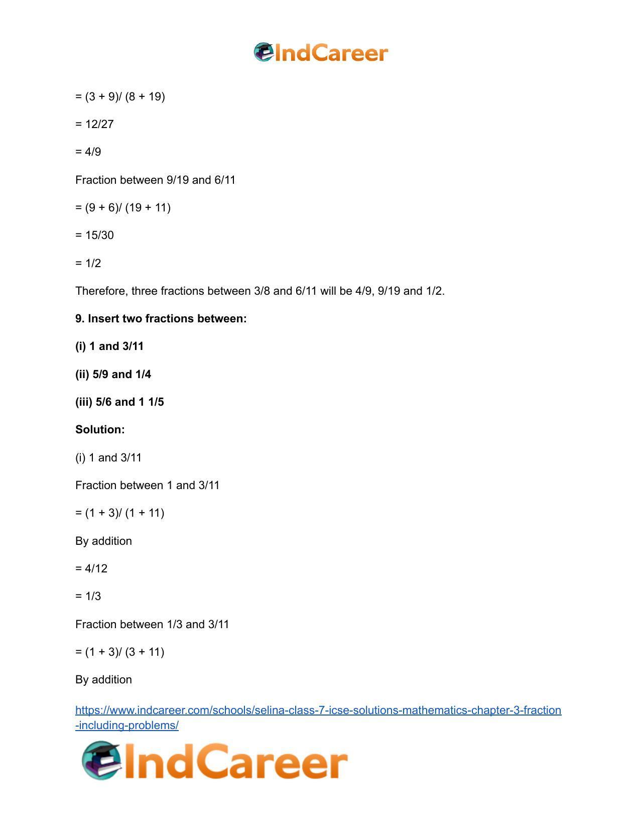 Selina Class 7 ICSE Solutions Mathematics : Chapter 3- Fraction (Including Problems) - Page 74